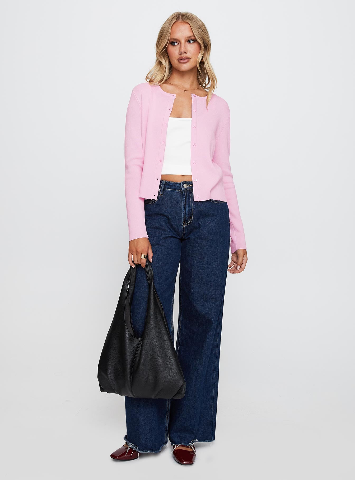Alternative view of Old Burlington Knit Cardigan Pink