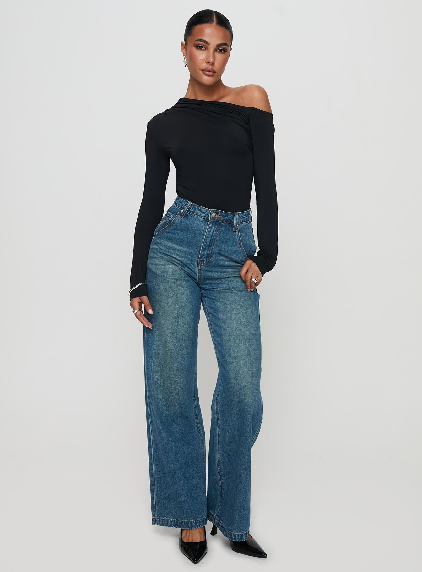 Alternative view of Antilles One Shoulder Bodysuit Black
