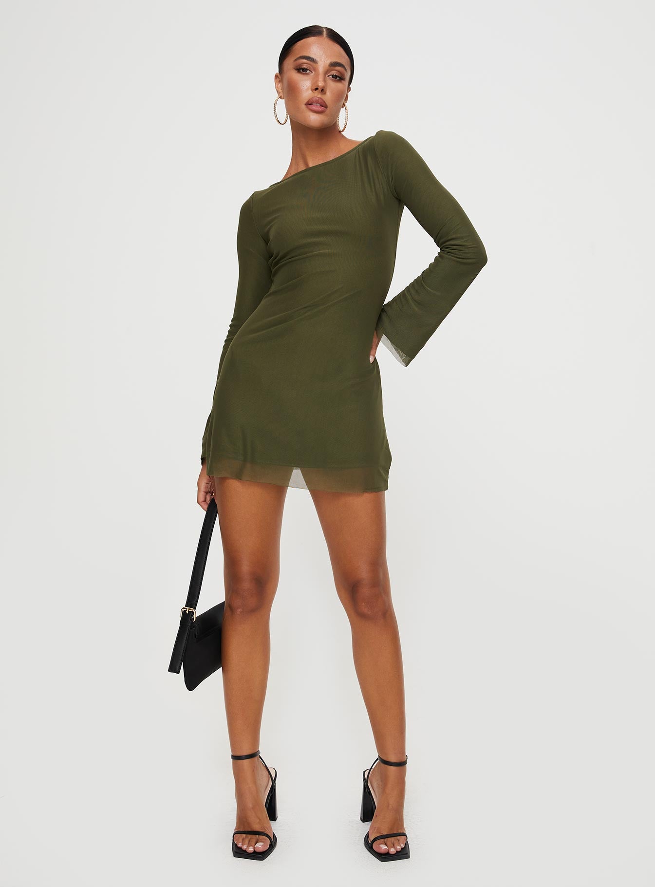 Alternative view of Lukea Long Sleeve Mesh Mini Dress Olive