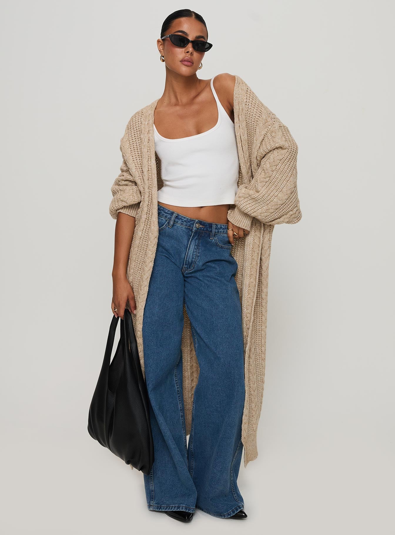 Alternative view of Orkid Cable Knit Cardigan Beige