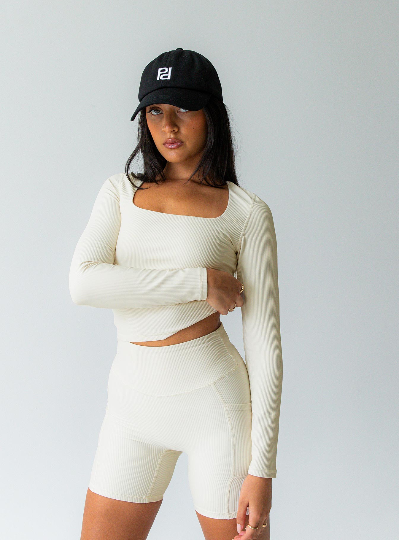 Power Activewear Rib Shorts Latte - Image 12