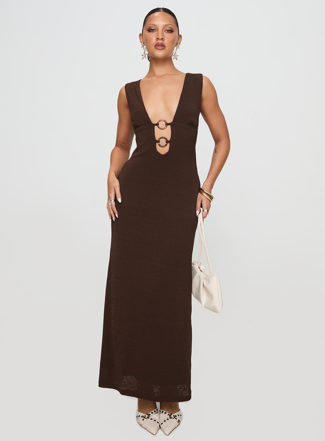 Steward Maxi Dress Chocolate - Image 3
