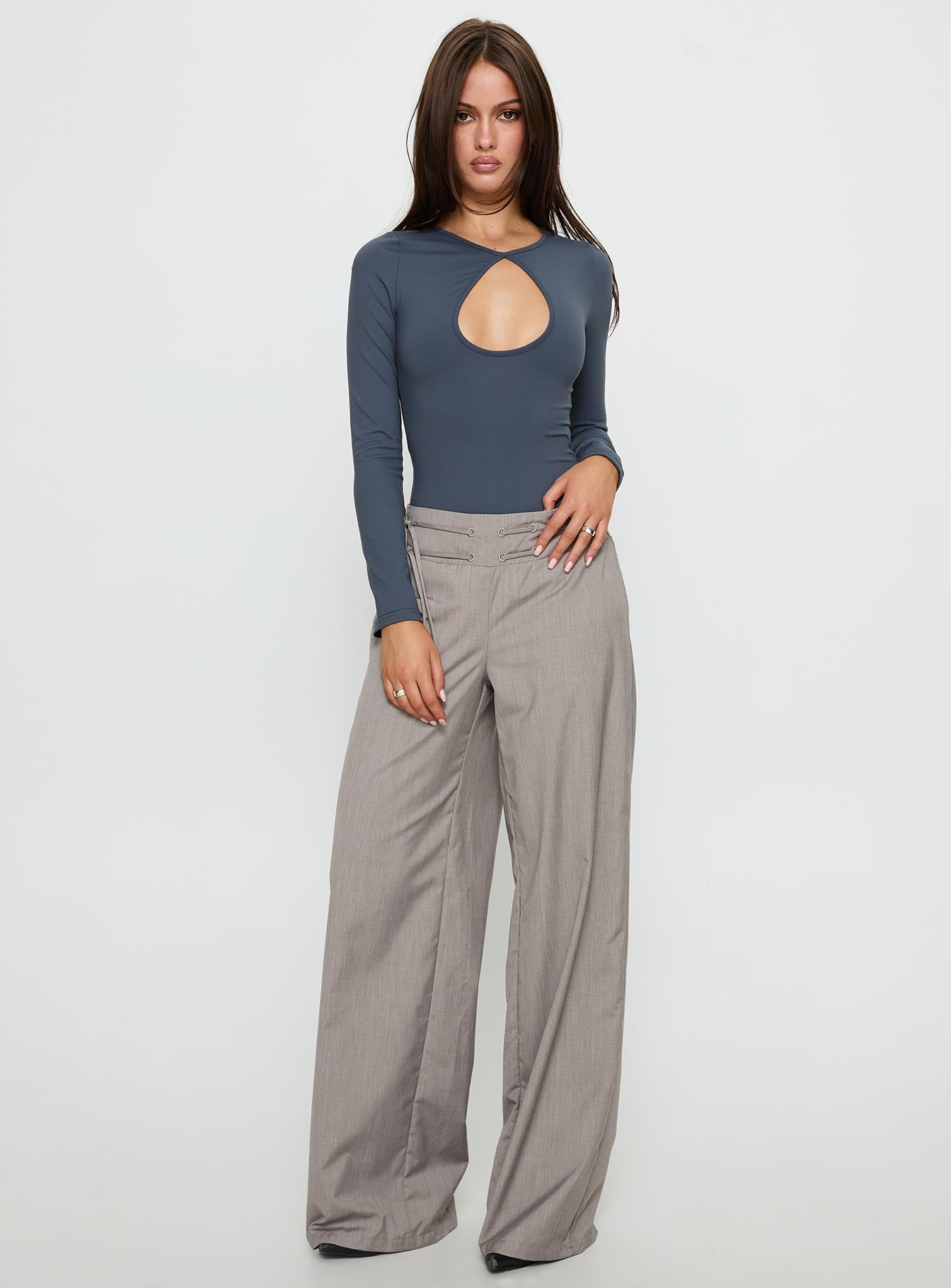 Alternative view of Make It Yours Cut Out Long Sleeve Bodysuit Slate