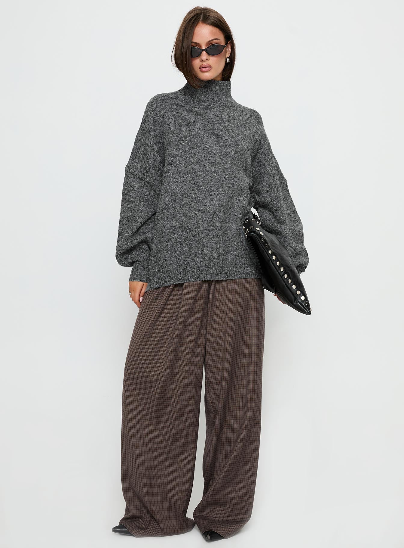 Alternative view of Patrizia Funnel Neck Knit Sweater Grey
