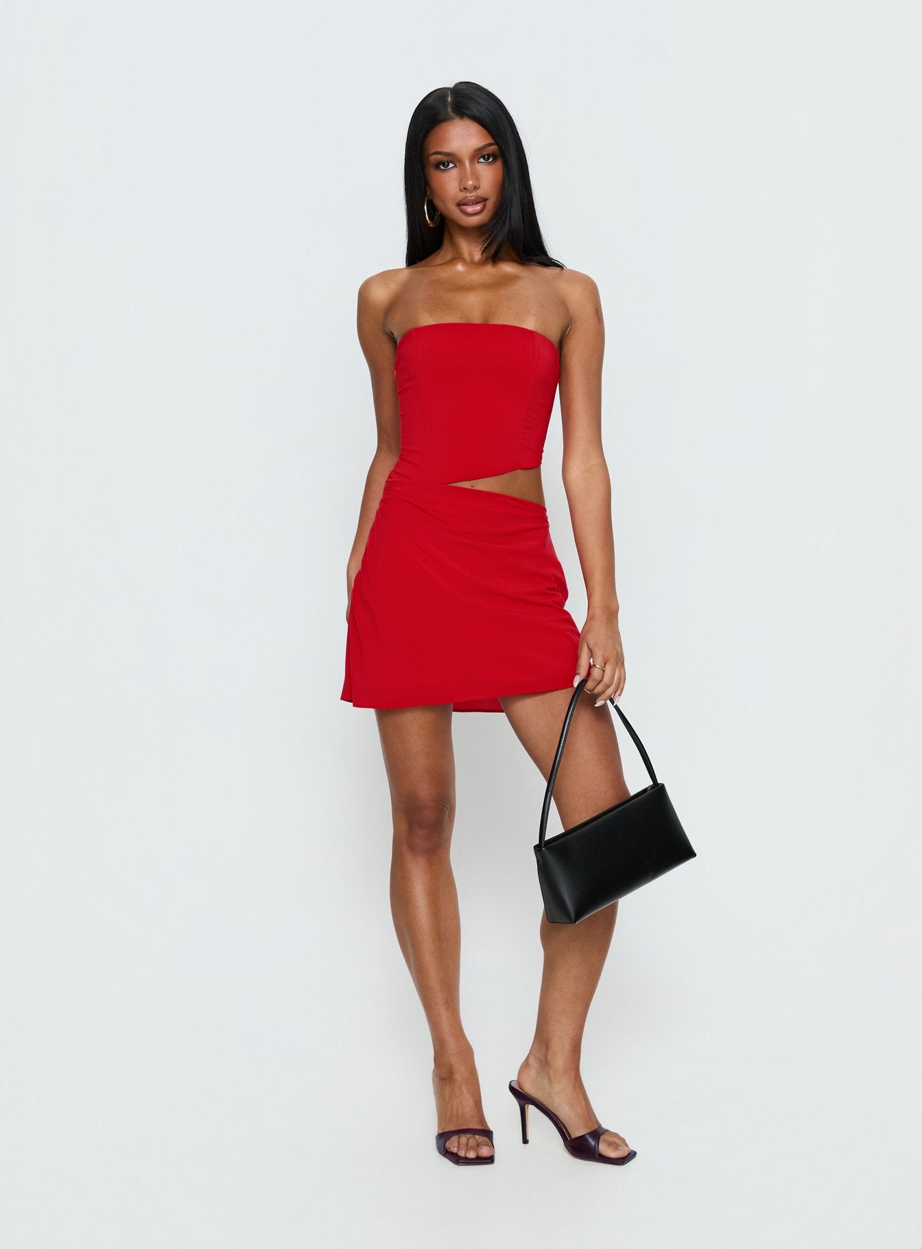 Alternative view of Jasira Strapless Drape Mini Dress Bold Red