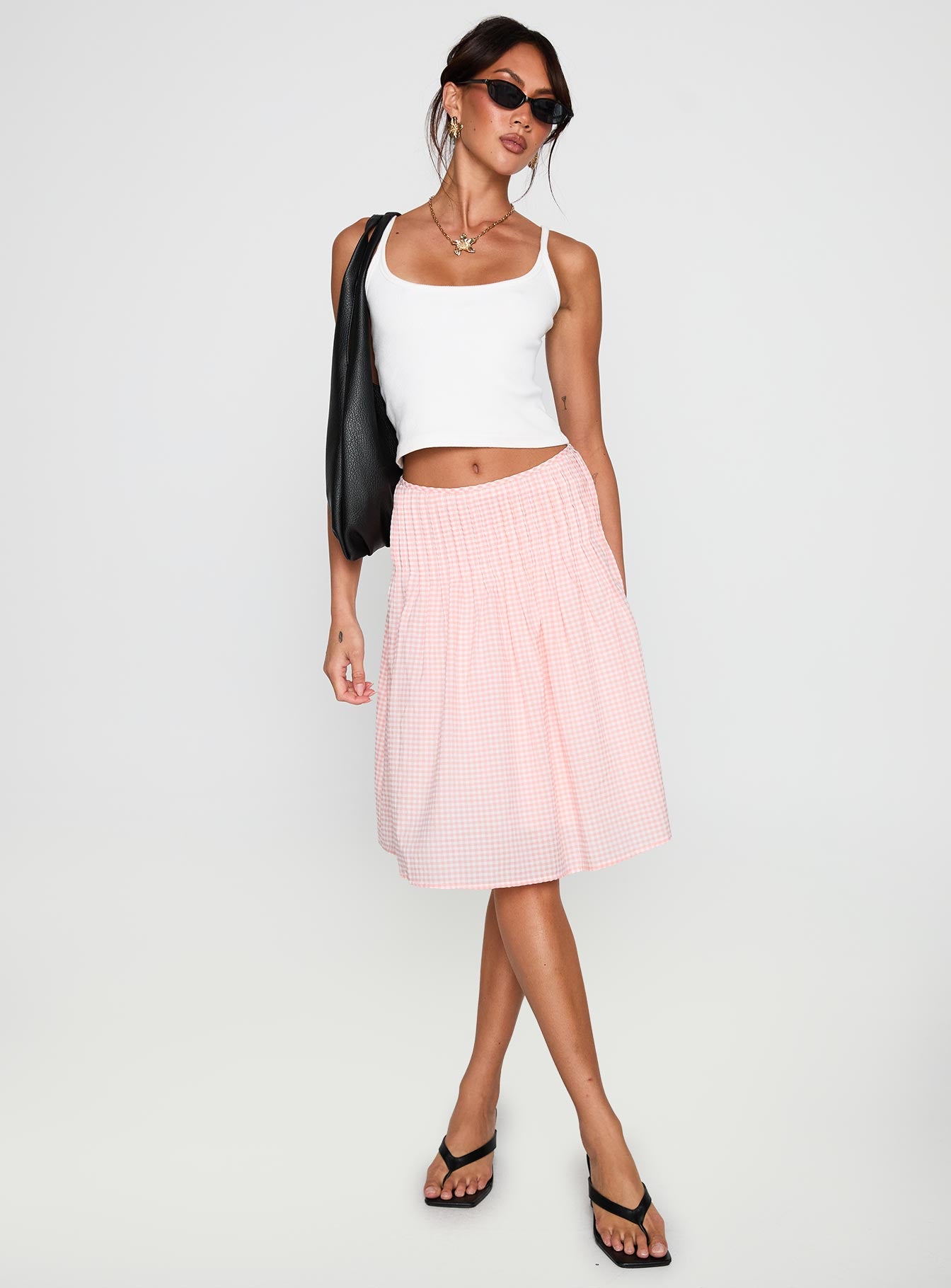 Maryanna Midi Skirt Pink Gingham - Image 3