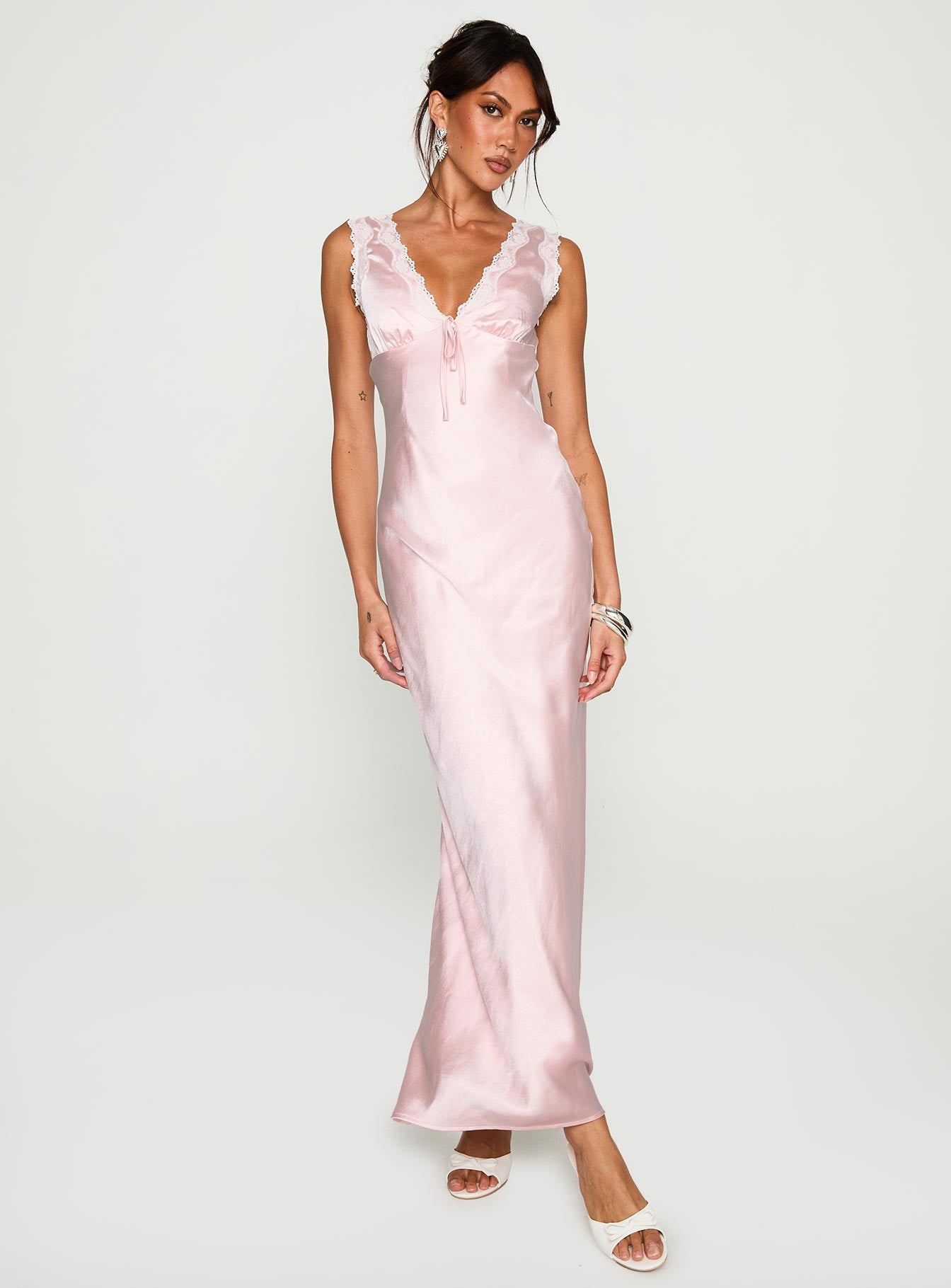 Liliya Lace Maxi Dress Pink - Image 3