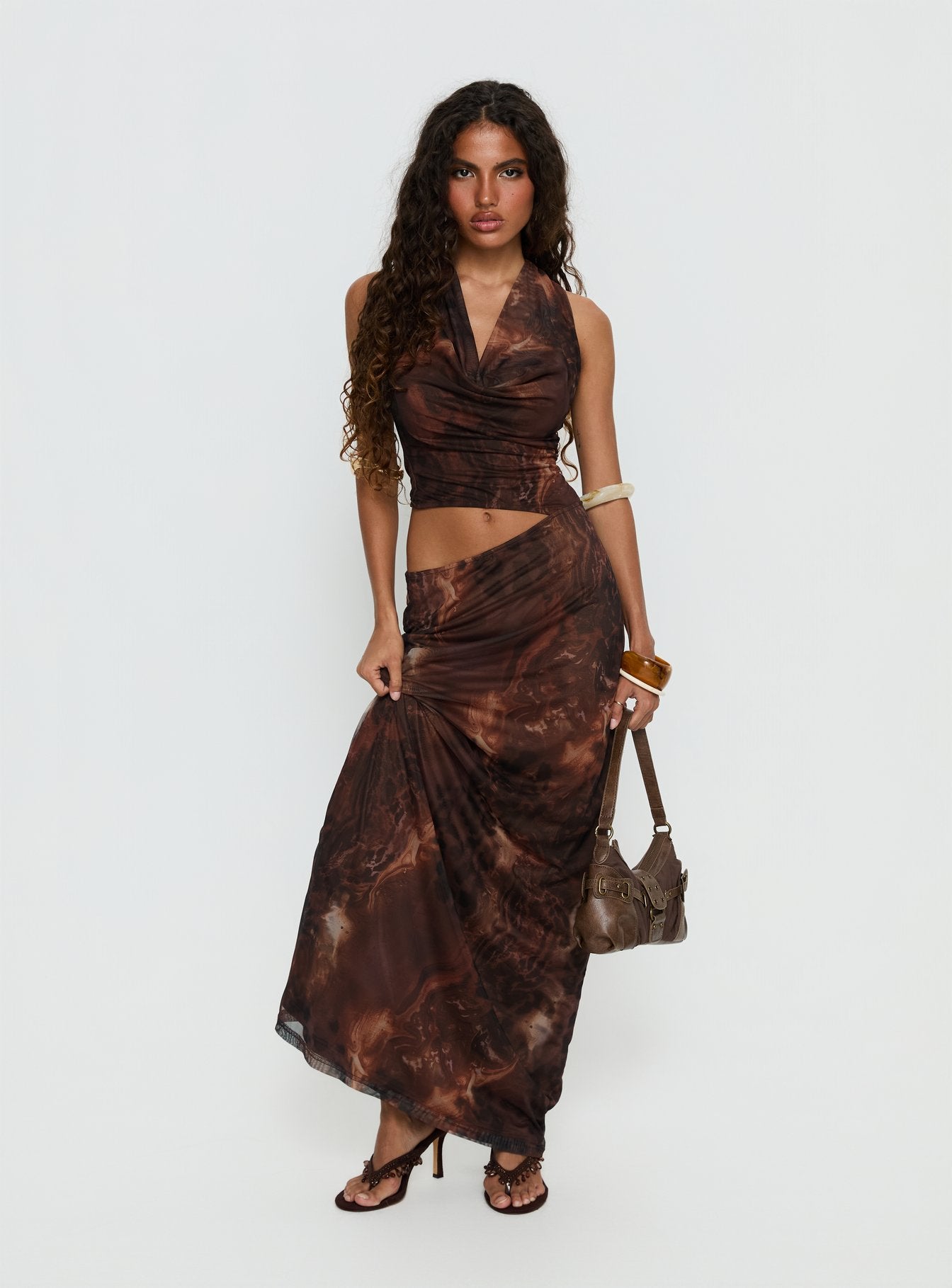 Livara Cowl Cut Out Maxi Dress Multi - Image 3