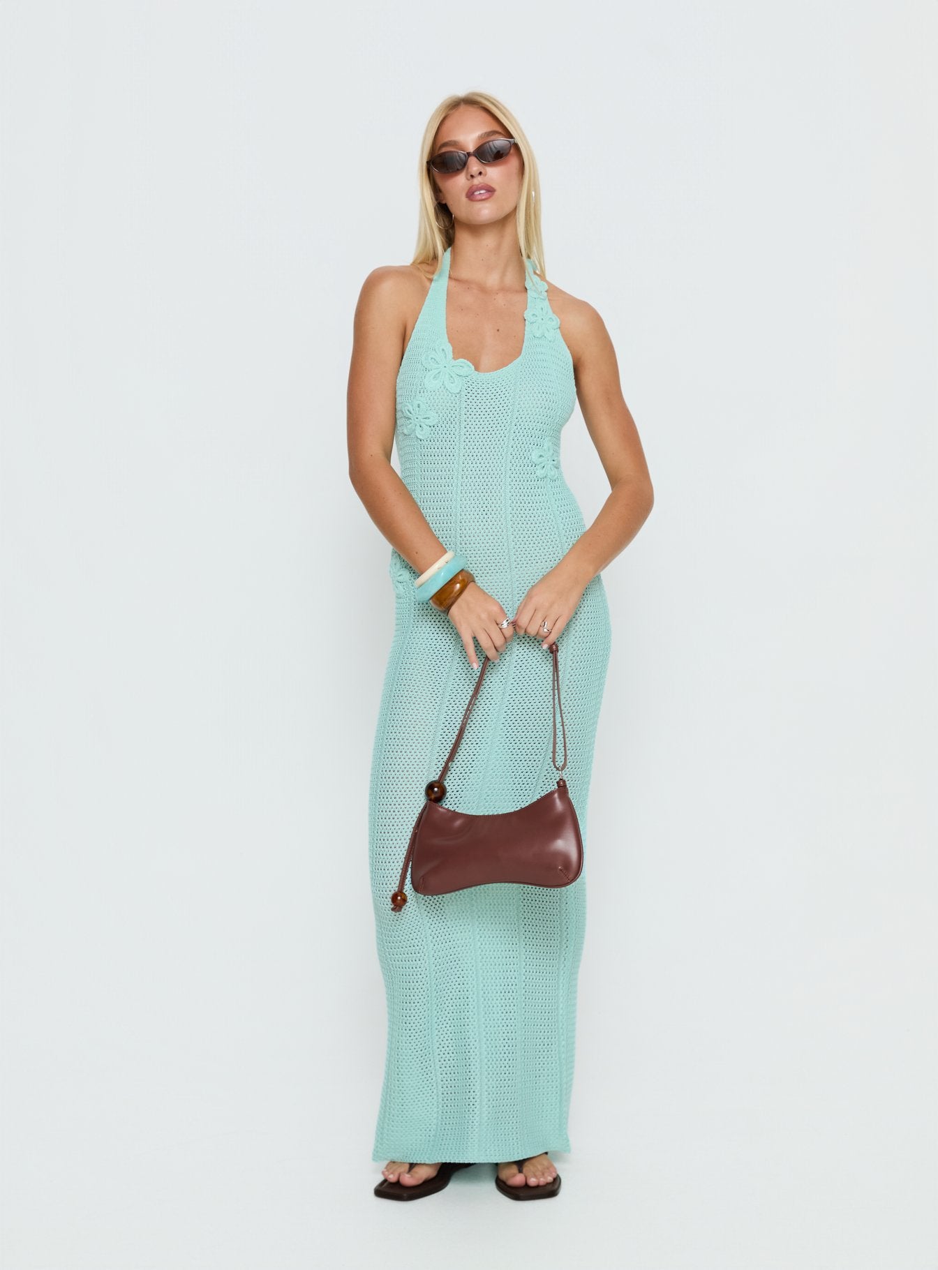 Alternative view of Nalanie Halter Crochet Maxi Dress Aqua