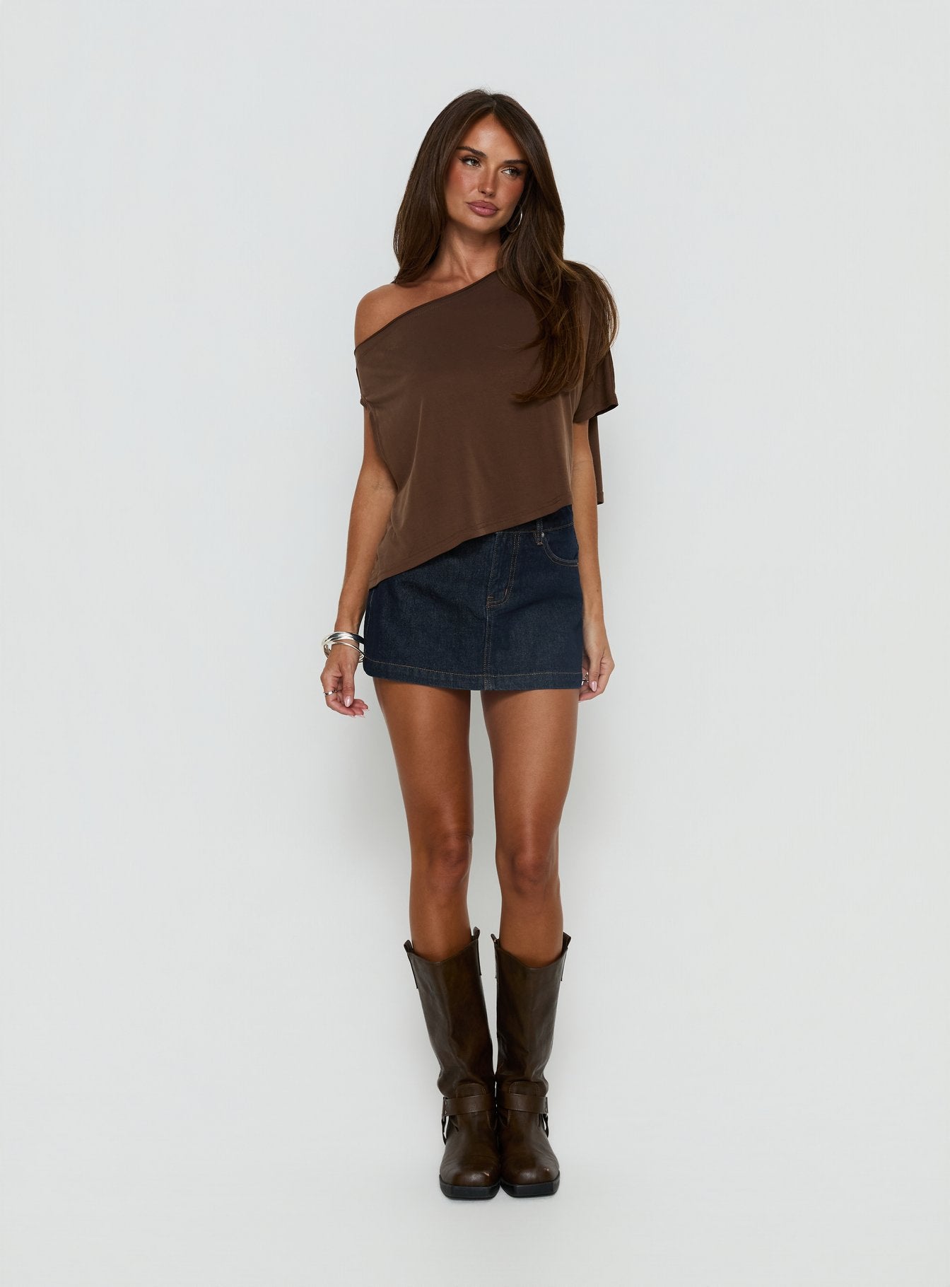 Alternative view of Nicolina Low Rise Denim Mini Skirt Raw Denim