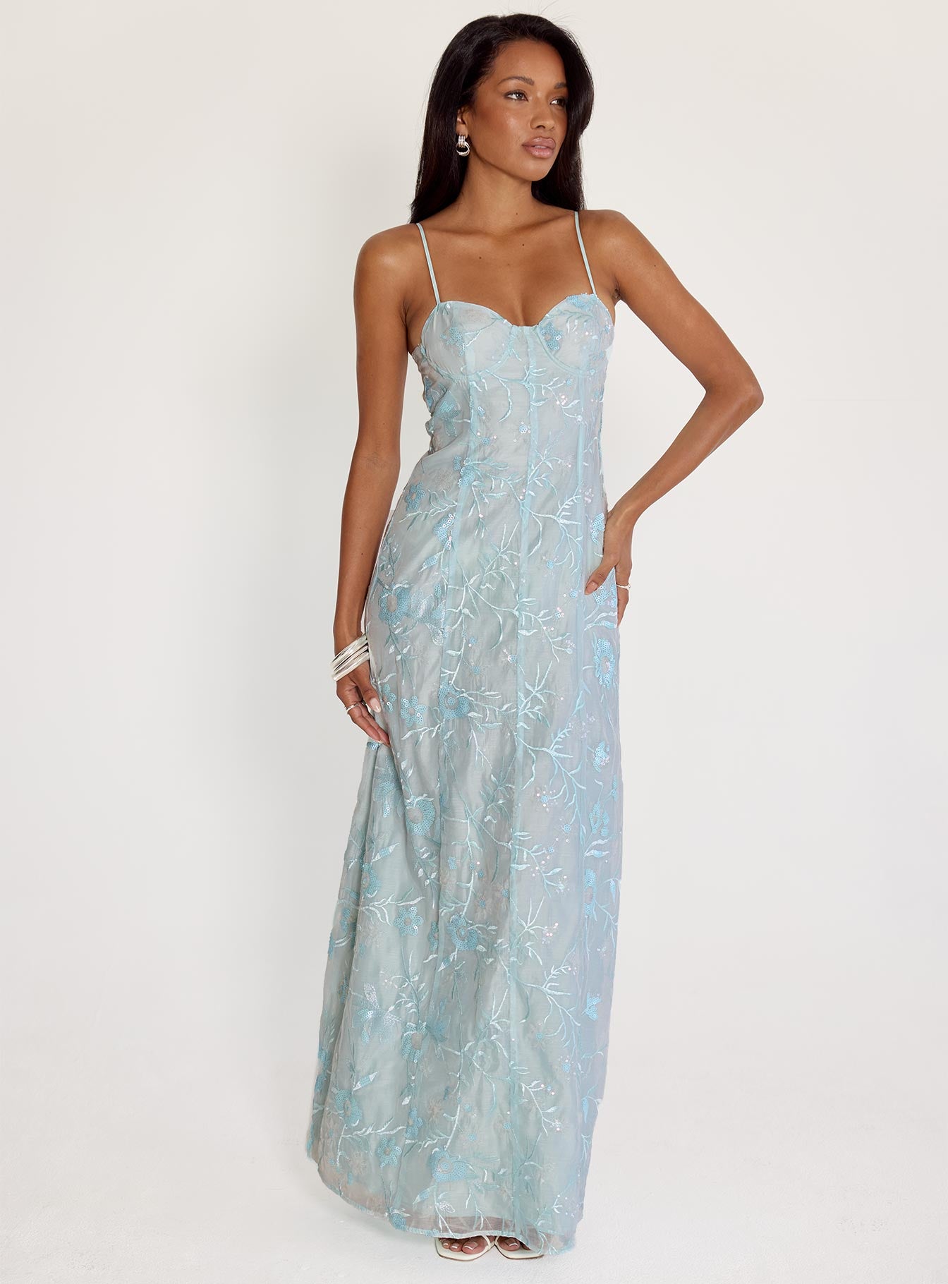 Alternative view of Believe In Love Embroidered Maxi Dress Blue