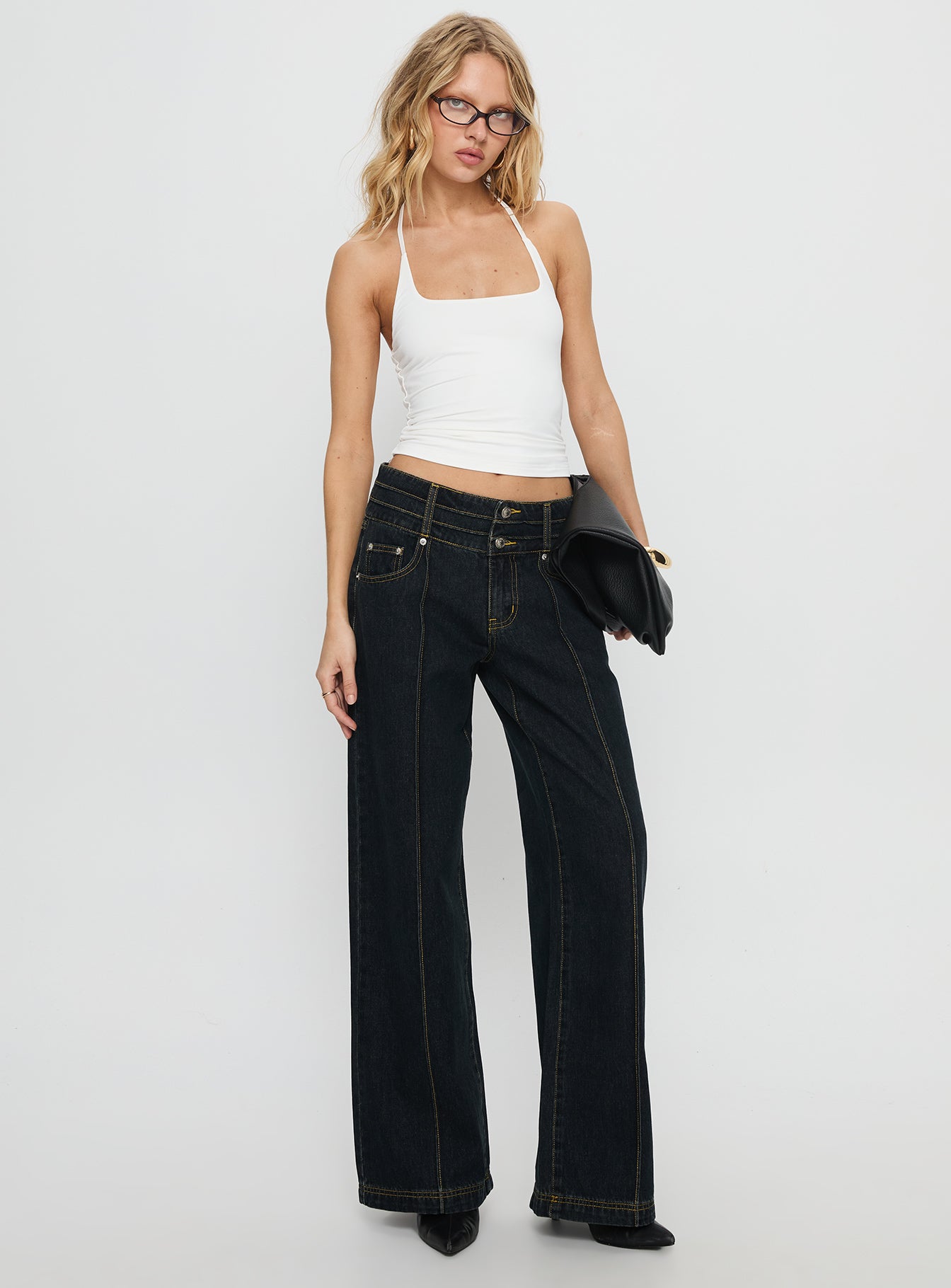 Hannalee Low Rise Wide Leg Jeans Grunge Wash - Image 3