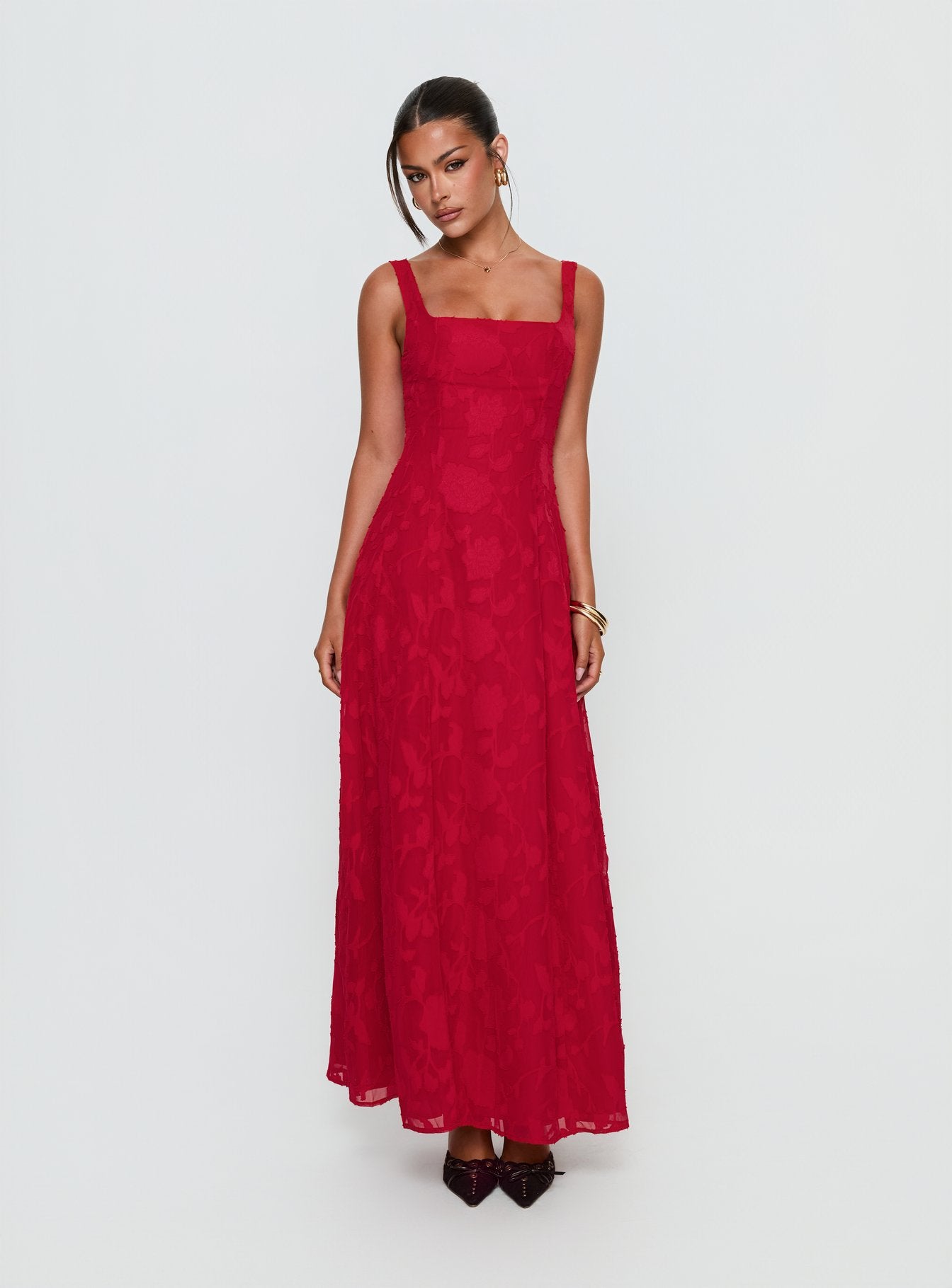 Margaux Burnout Maxi Dress Red - Image 2