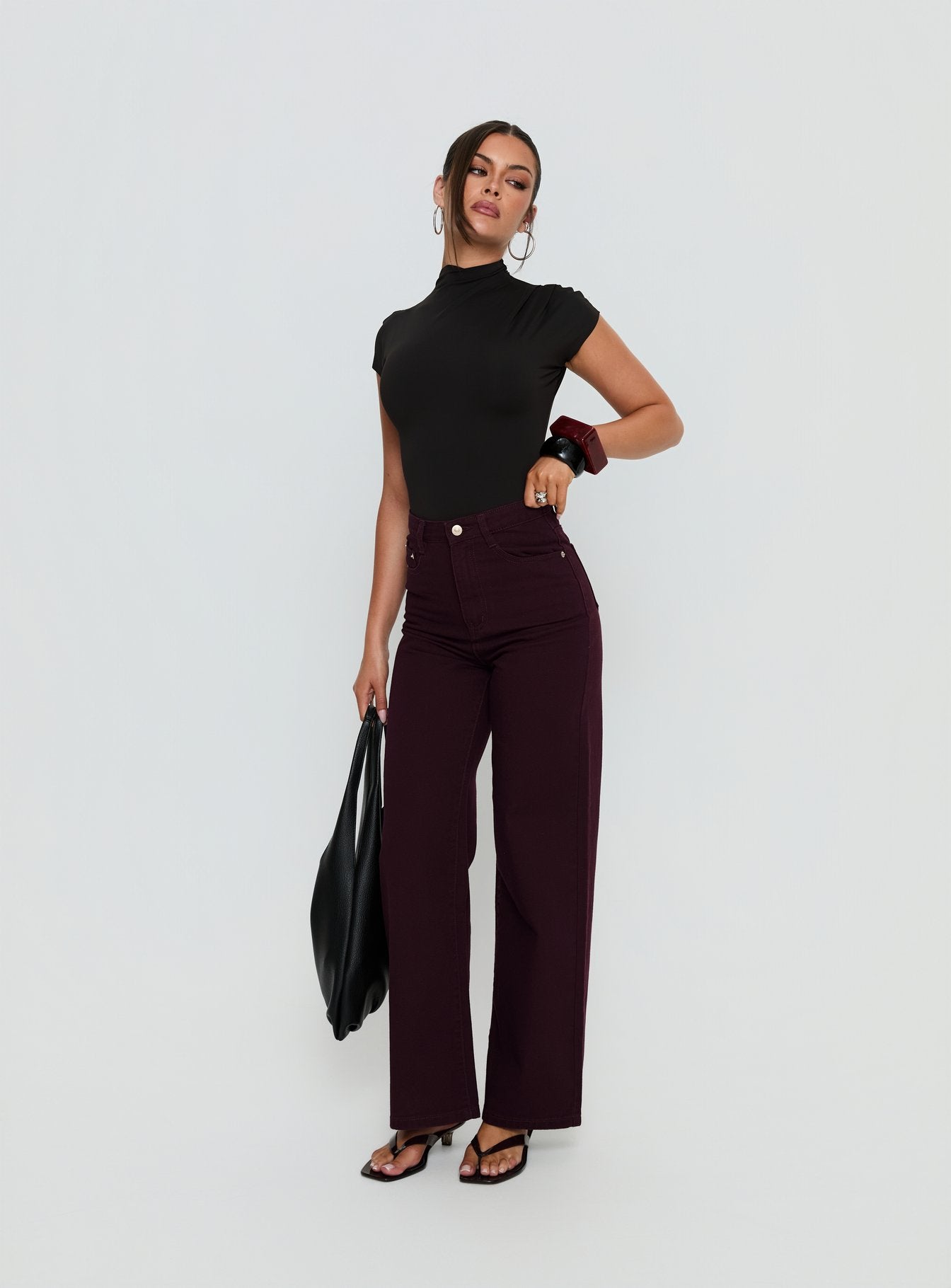 Nicolo High Rise Straight Leg Jeans Currant - Image 2