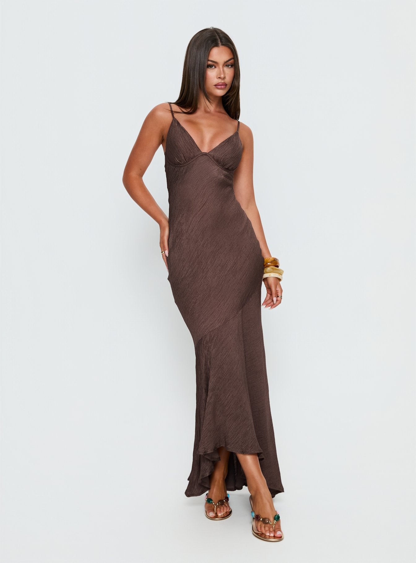Makaia Balconette Maxi Dress Brown - Image 2