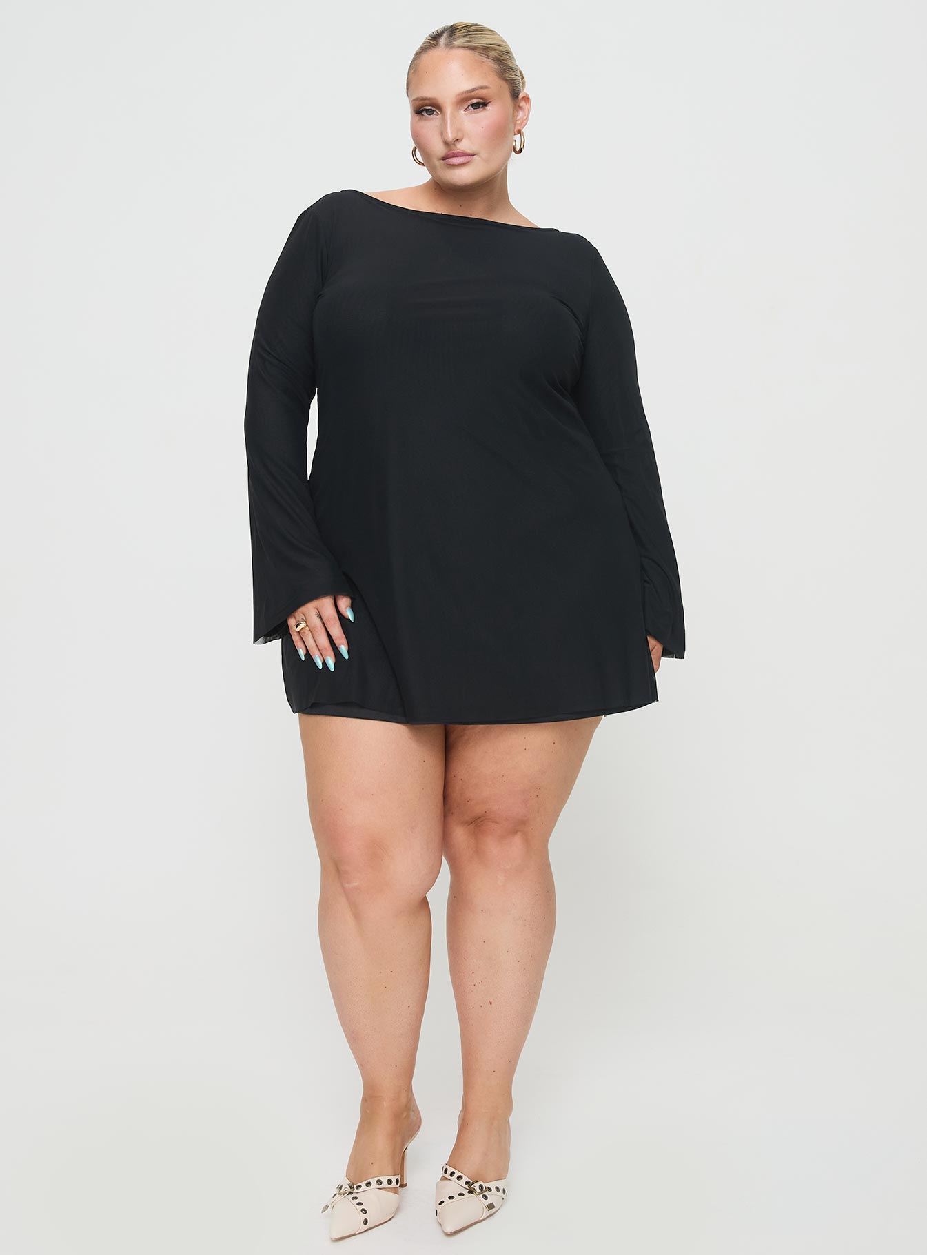 Alternative view of Lukea Long Sleeve Mini Dress Black Curve