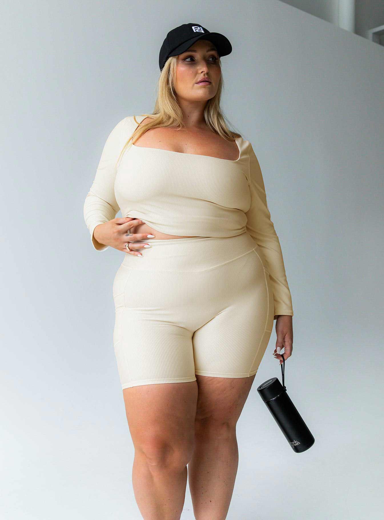 Alternative view of Power Activewear Rib Shorts Latte Curve