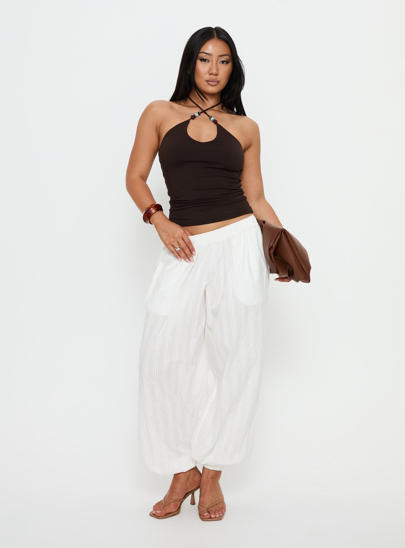 Alternative view of Manika Bead Detail Top Chocolate