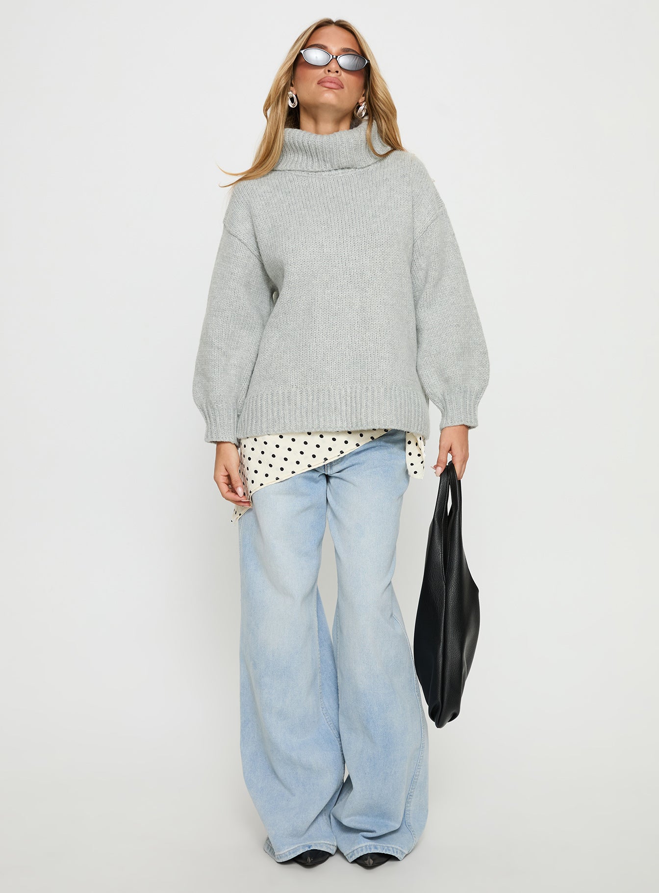 Alternative view of Let Love In Knit Sweater Grey