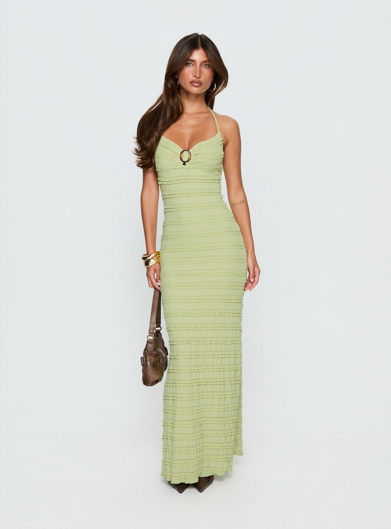 Alternative view of Liskaia Textured Halter Maxi Dress Soft Green
