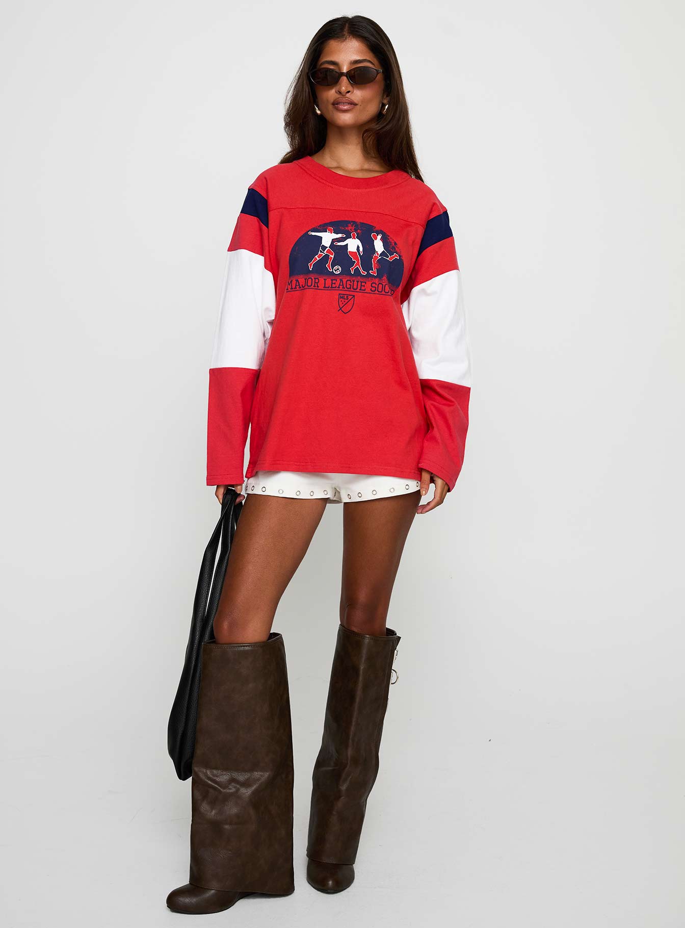 Mls 96 Retro Oversized Long Sleeve Top Red - Image 3