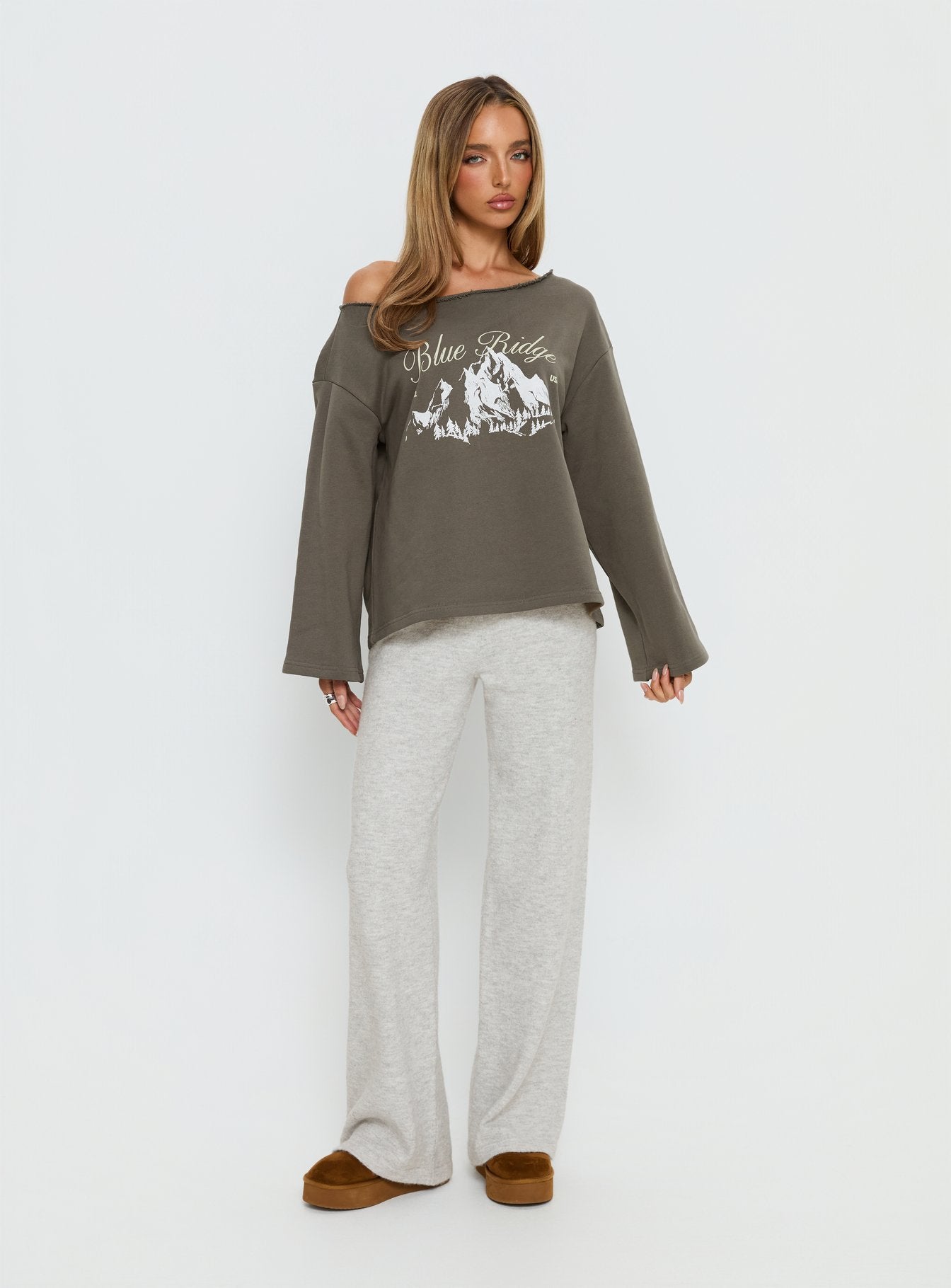 Bekki Wide Leg Knit Pant Grey Marle - Image 3