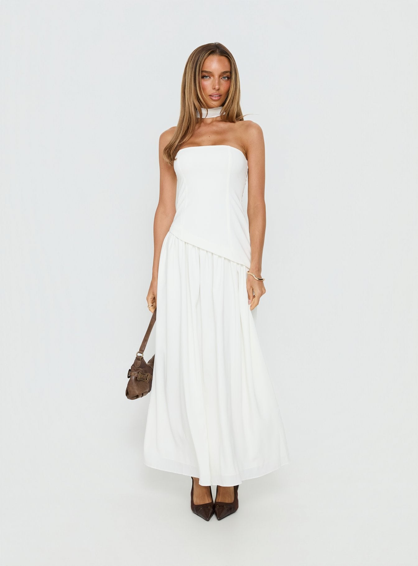 Odela Strapless Drop Waist Maxi Dress White - Image 3