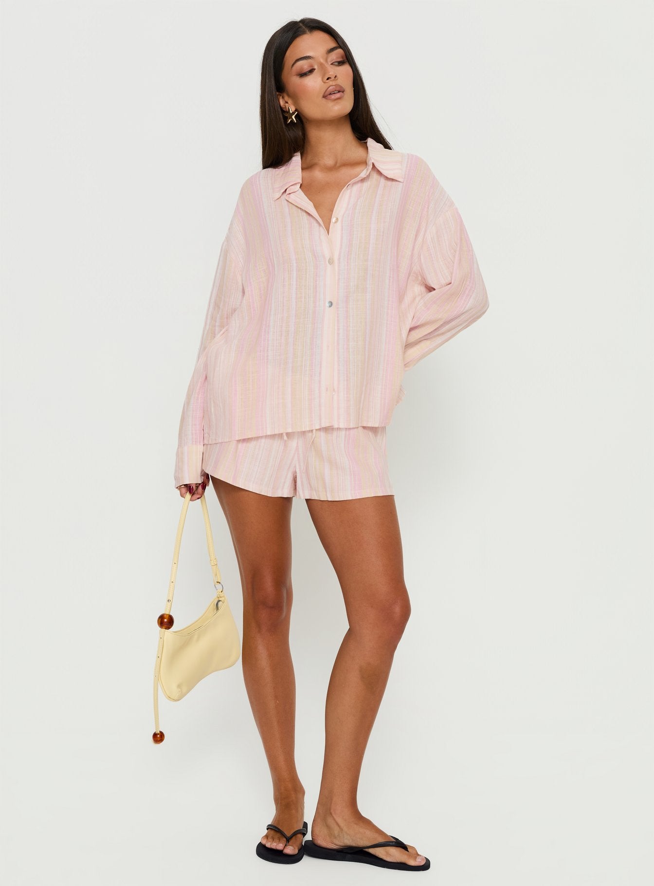 Alternative view of Opheliah Drawstring Shorts Pink Stripe