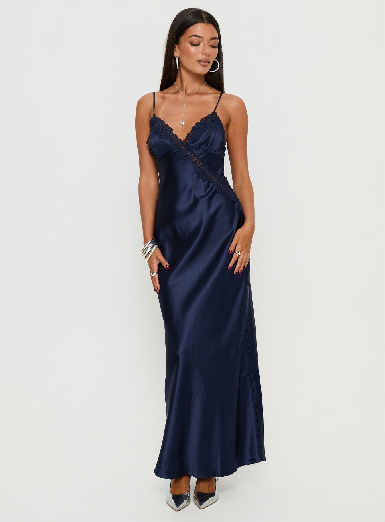 Alternative view of Madelene Lace V Neck Maxi Dress Navy