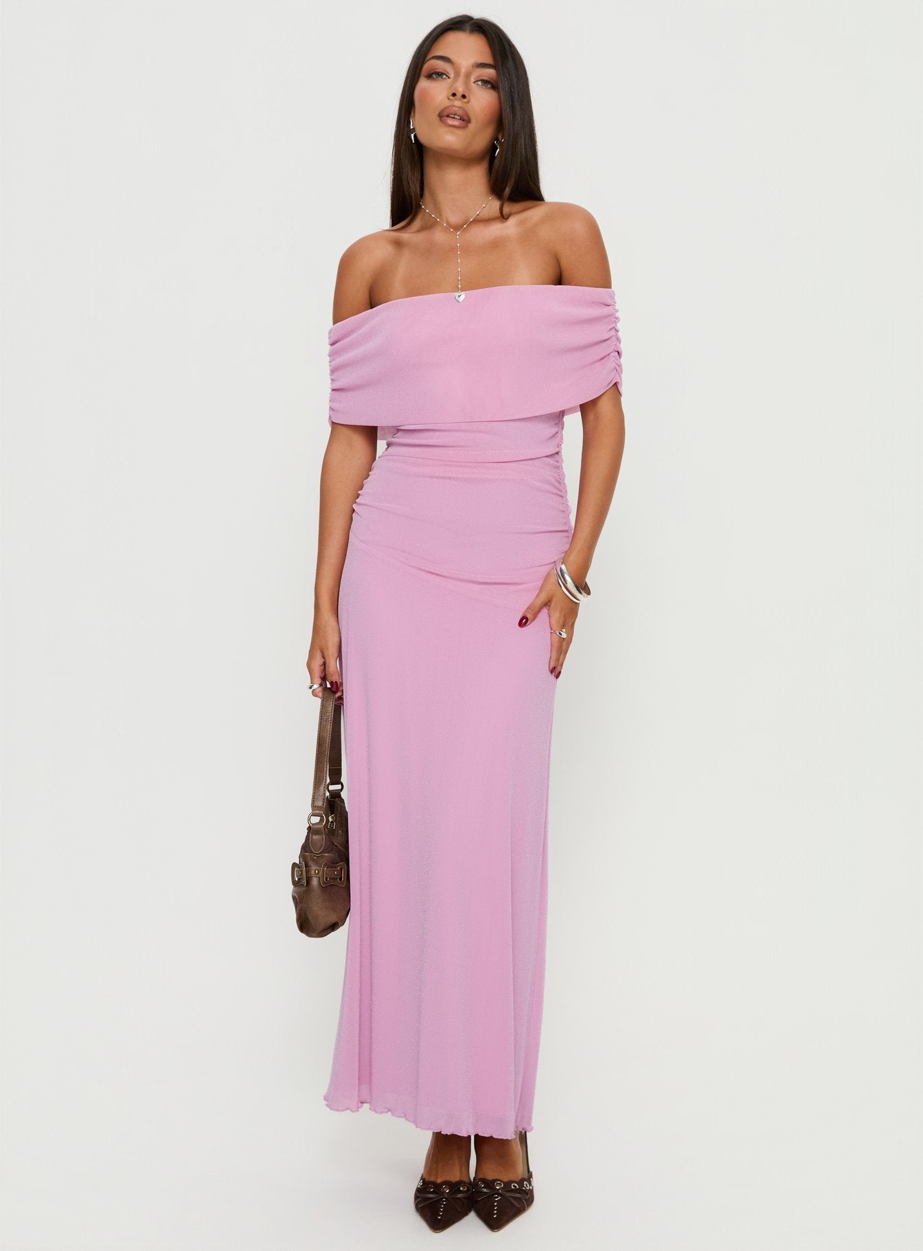 Alternative view of Penelopa Off Shoulder Maxi Dress Pink