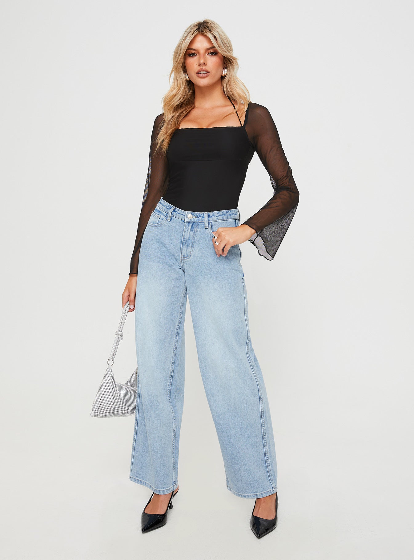 Liva Sheer Sleeve Bodysuit Black - Image 2