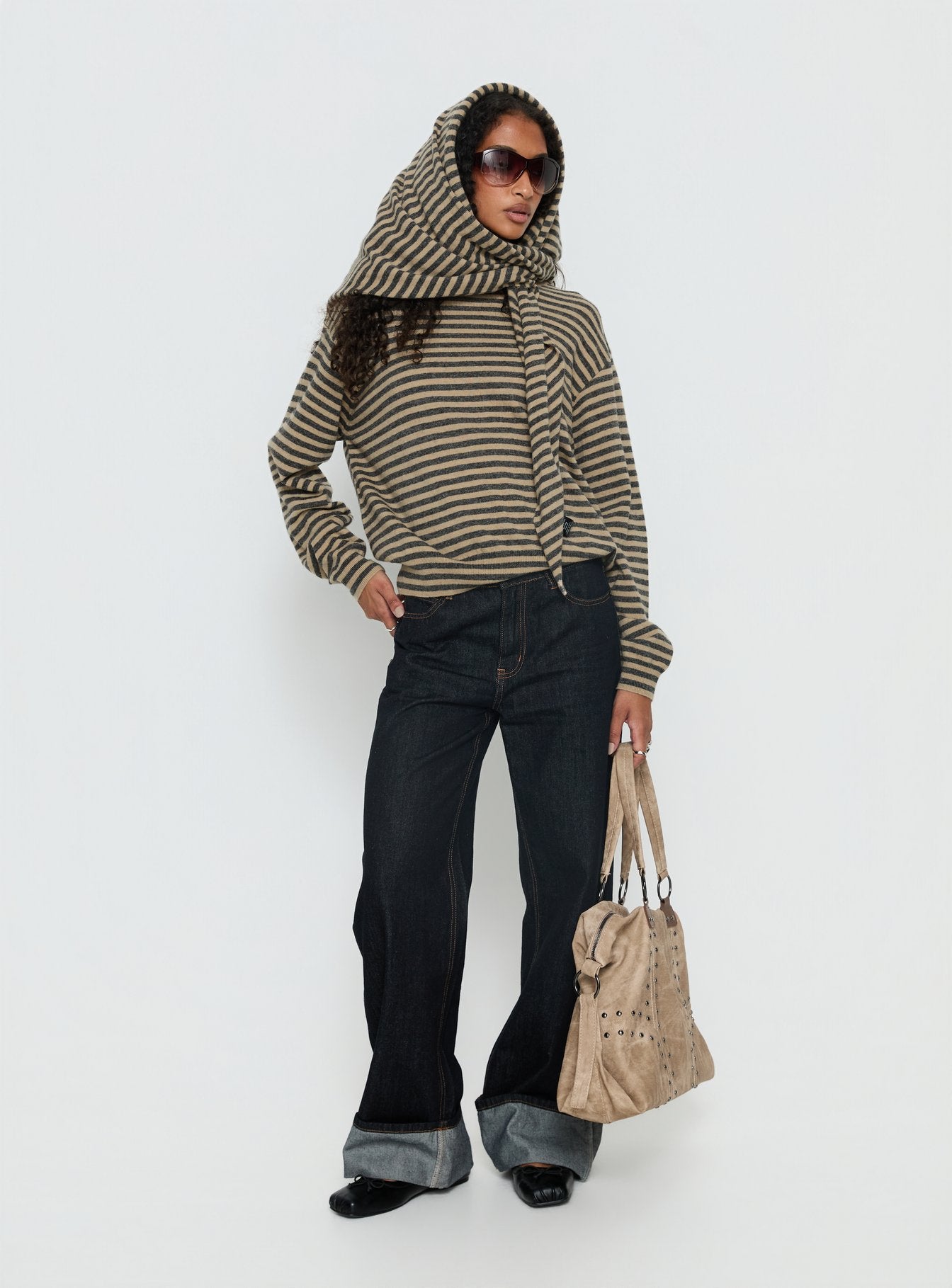 Alternative view of Olsen Scarf Detail Long Sleeve Sweater Multi