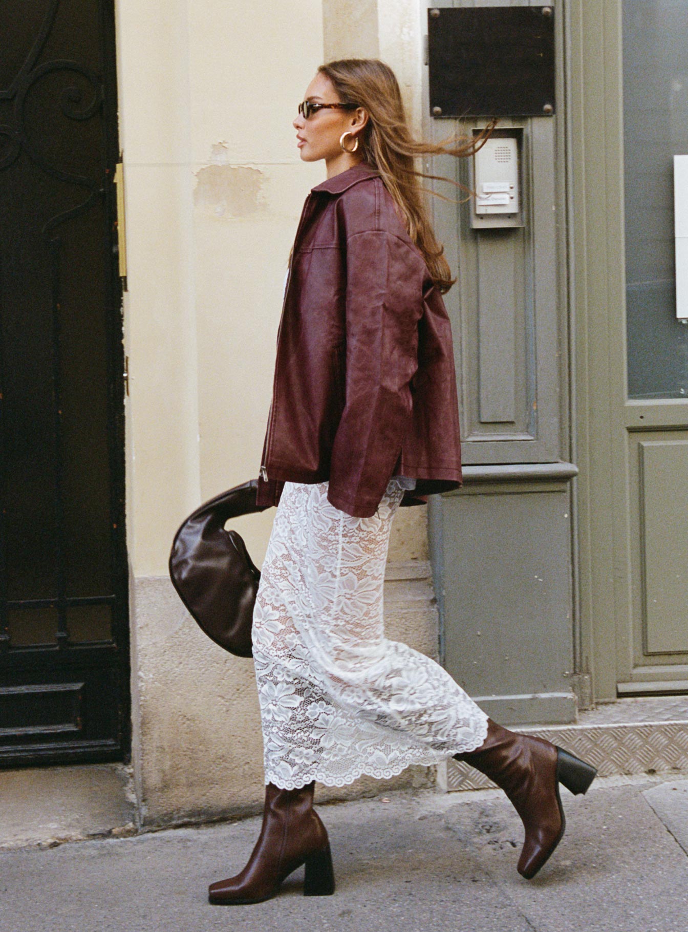 Alternative view of Napoleon Faux Leather Jacket Burgundy