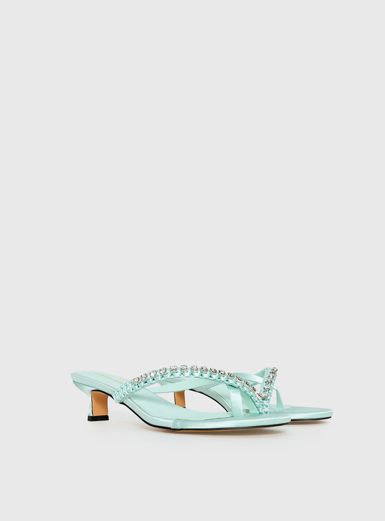 Alternative view of Little Italy Diamante Detail Thong Heels Aqua