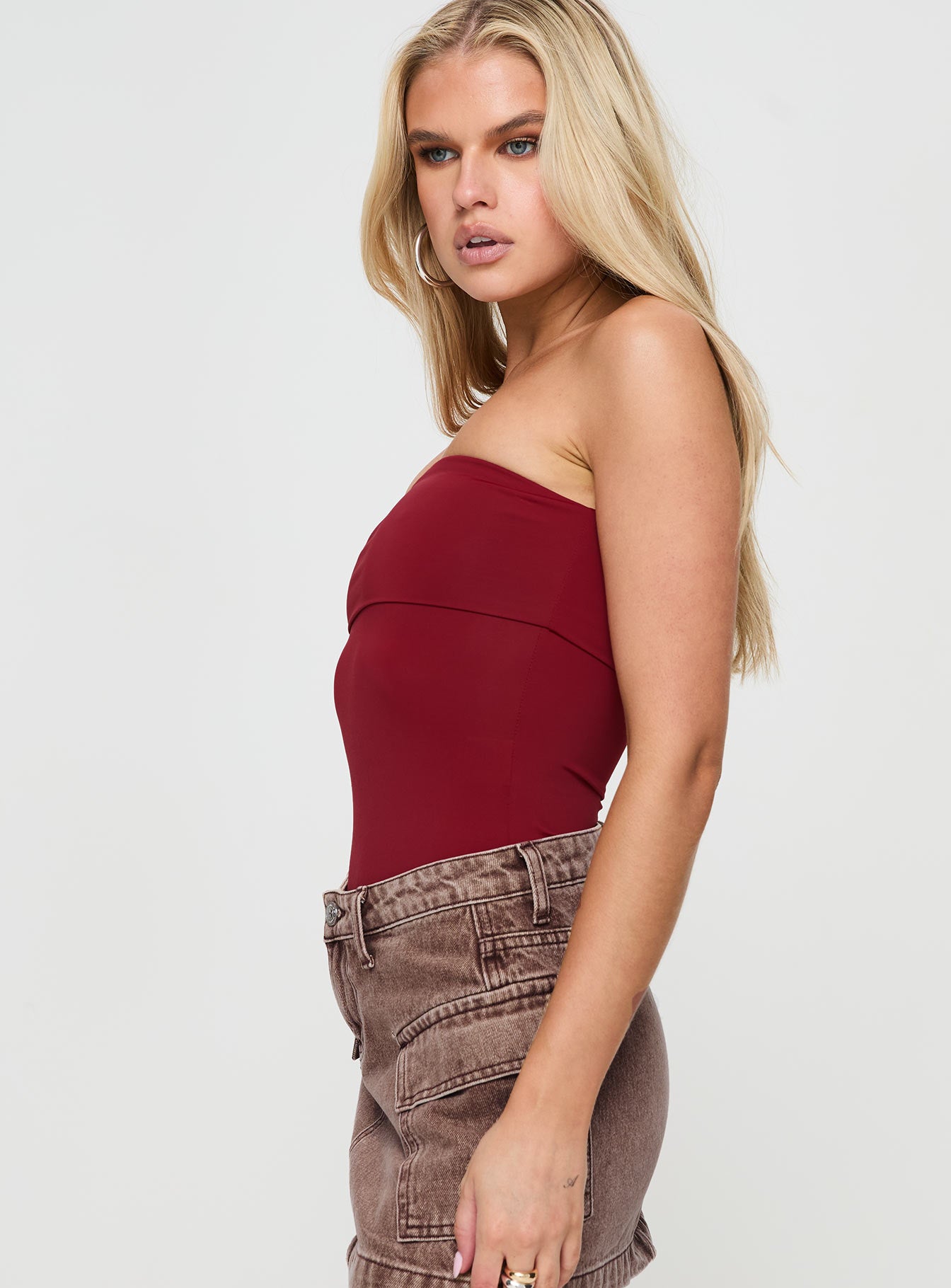 Niner Strapless Bodysuit Burgundy Petite - Image 4