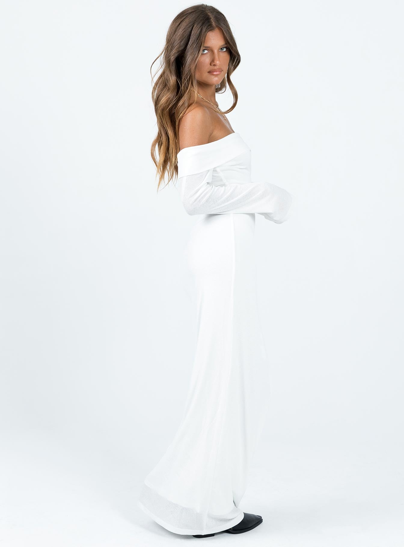 Maida Long Sleeve Maxi Dress White - Image 4