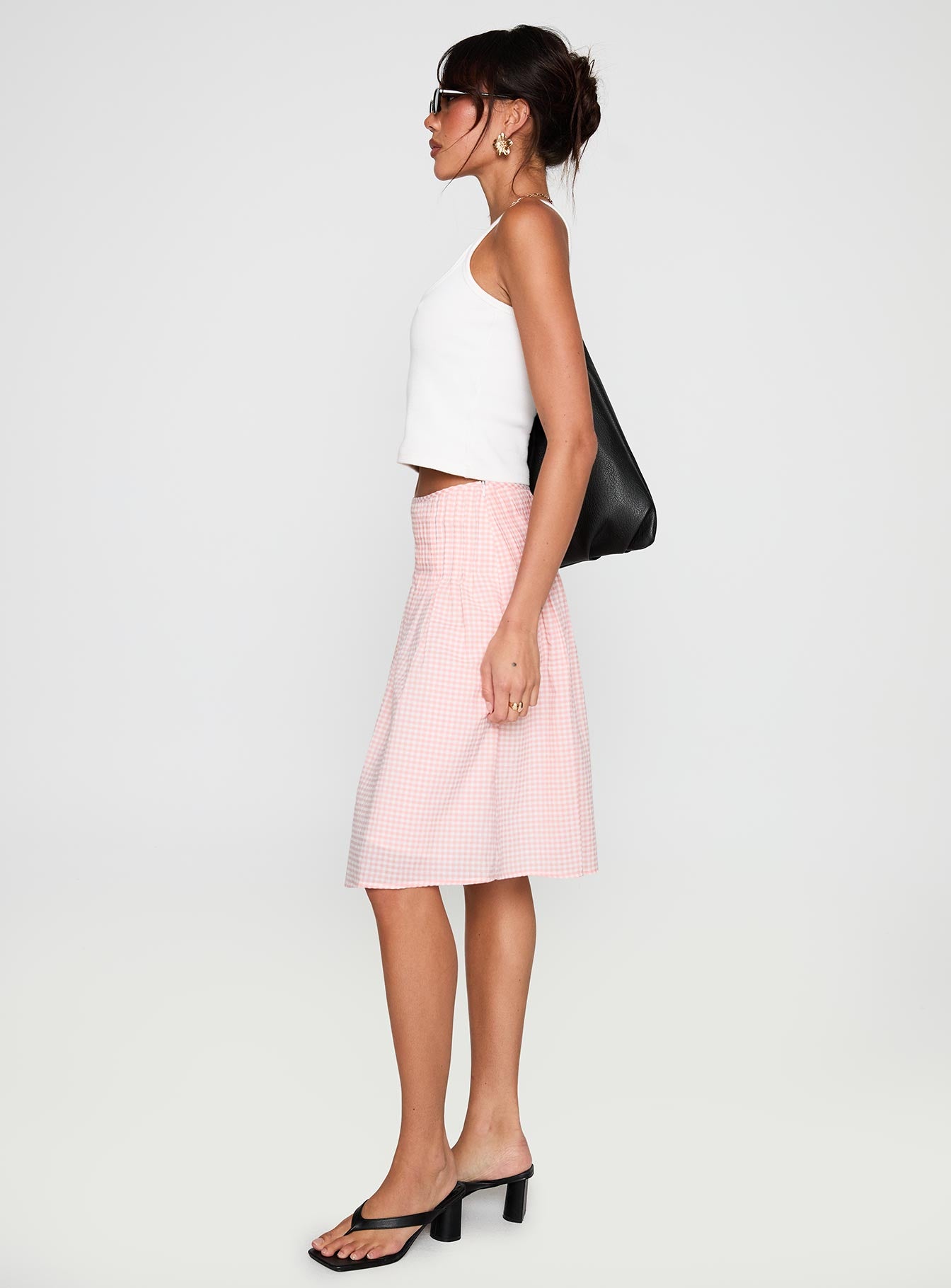 Maryanna Midi Skirt Pink Gingham - Image 4