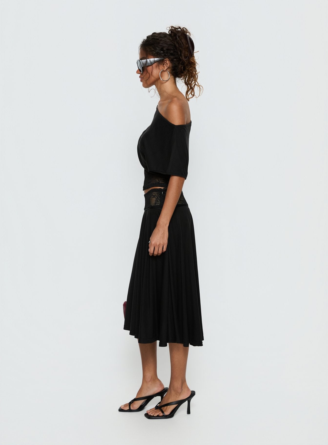 Marienna Lace Midi Skirt Black - Image 4