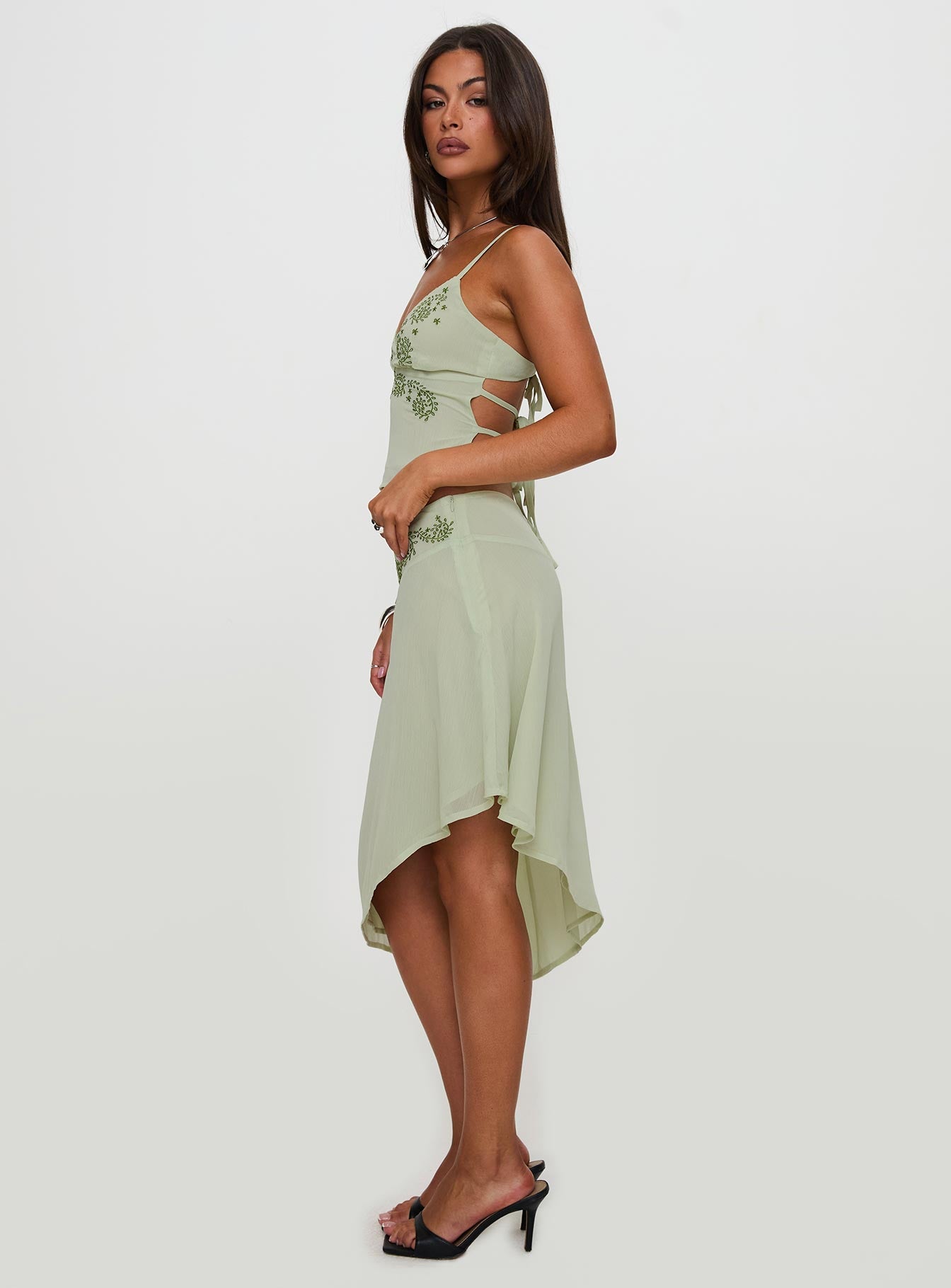 Pappilion Asymmetrical Midi Skirt Sage Petite - Image 7