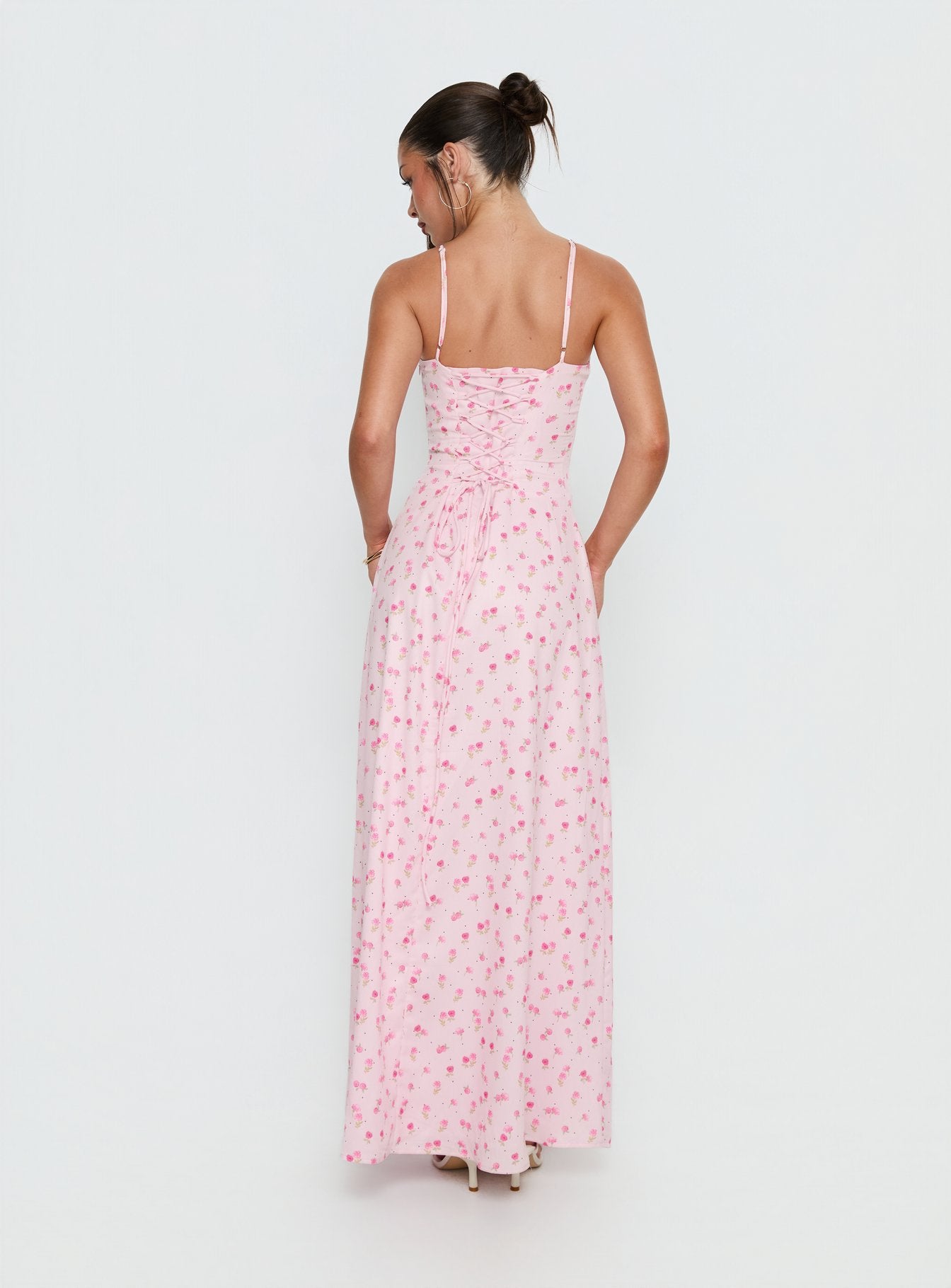 Members Only Maxi Dress Soft Pink Floral - Image 4