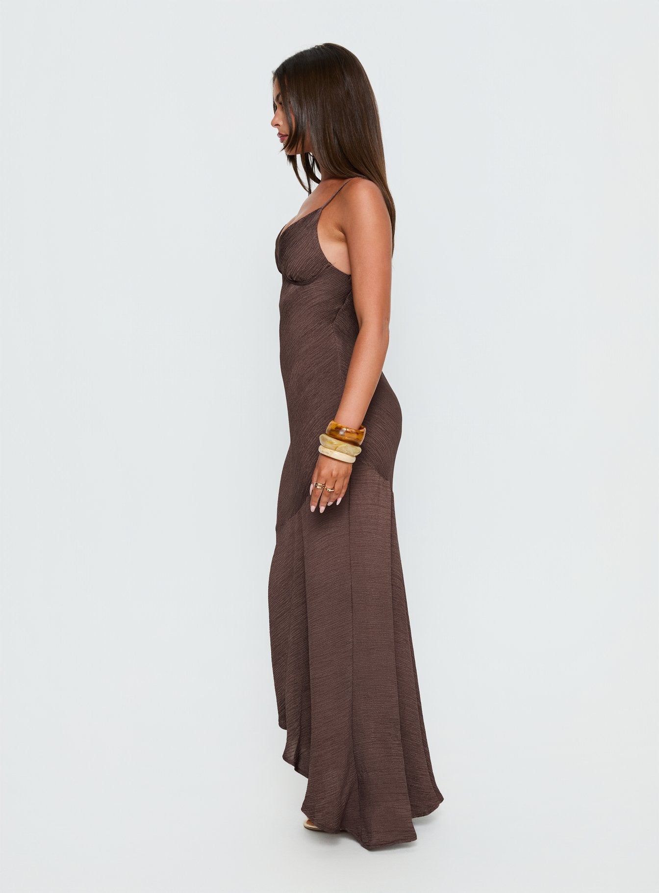 Makaia Balconette Maxi Dress Brown - Image 3