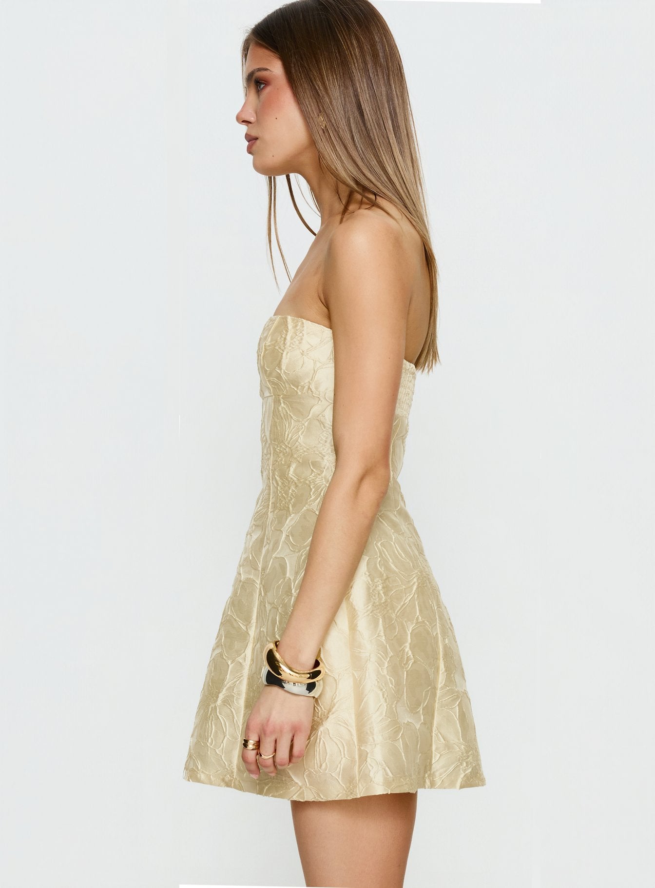 Cross Your Heart Strapless Mini Dress Lemon - Image 3