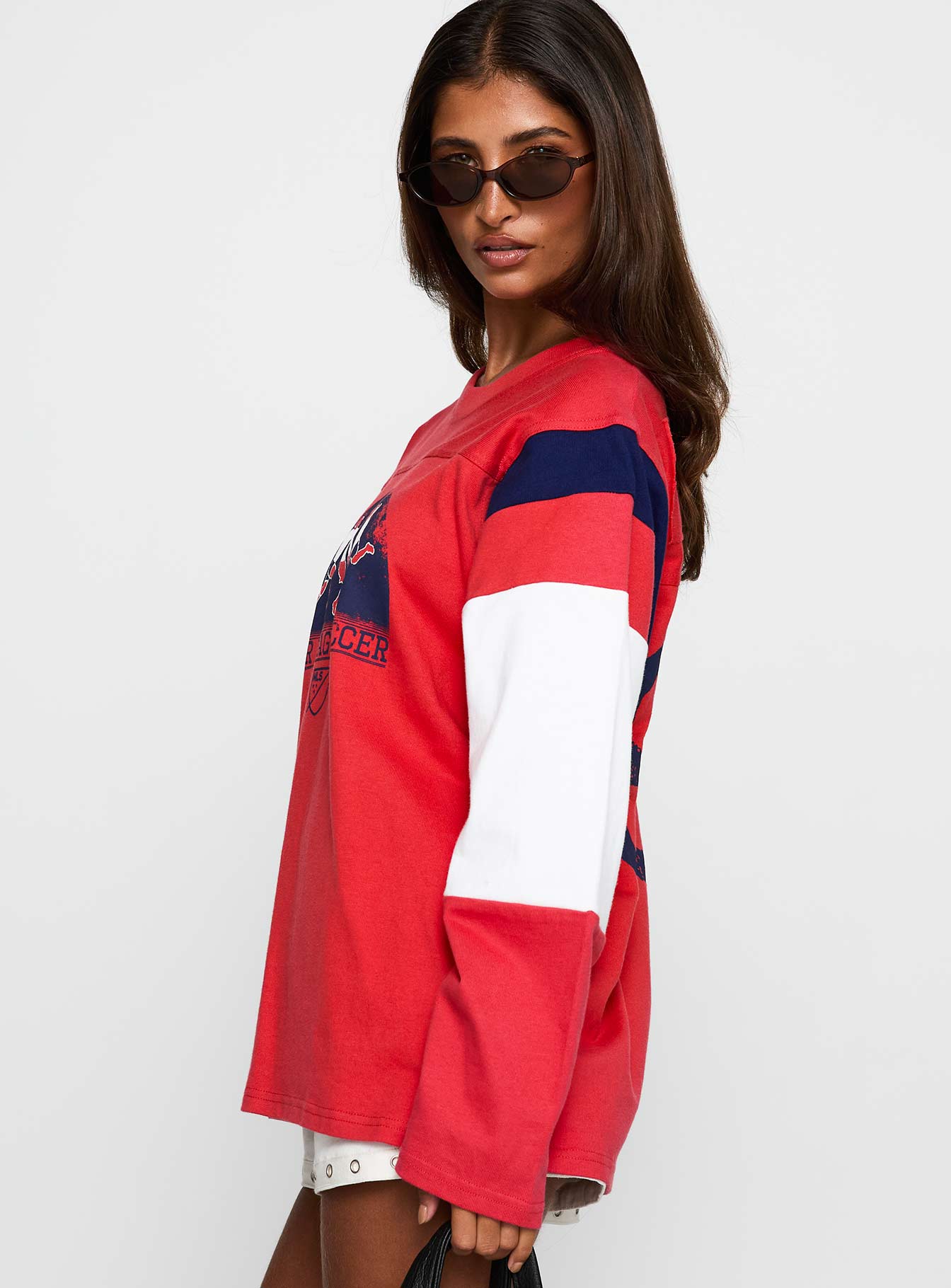 Mls 96 Retro Oversized Long Sleeve Top Red - Image 4