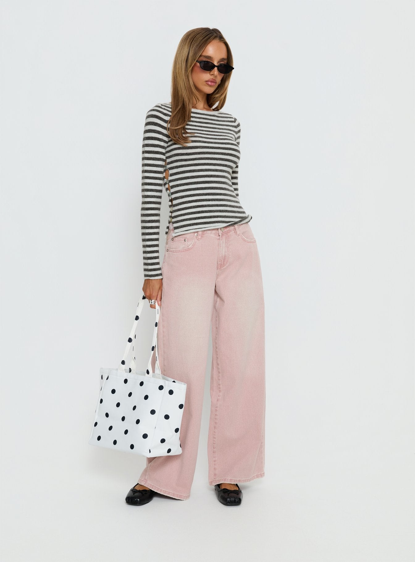 Lucky Dip Mid Rise Straight Leg Jeans Washed Pink - Image 4