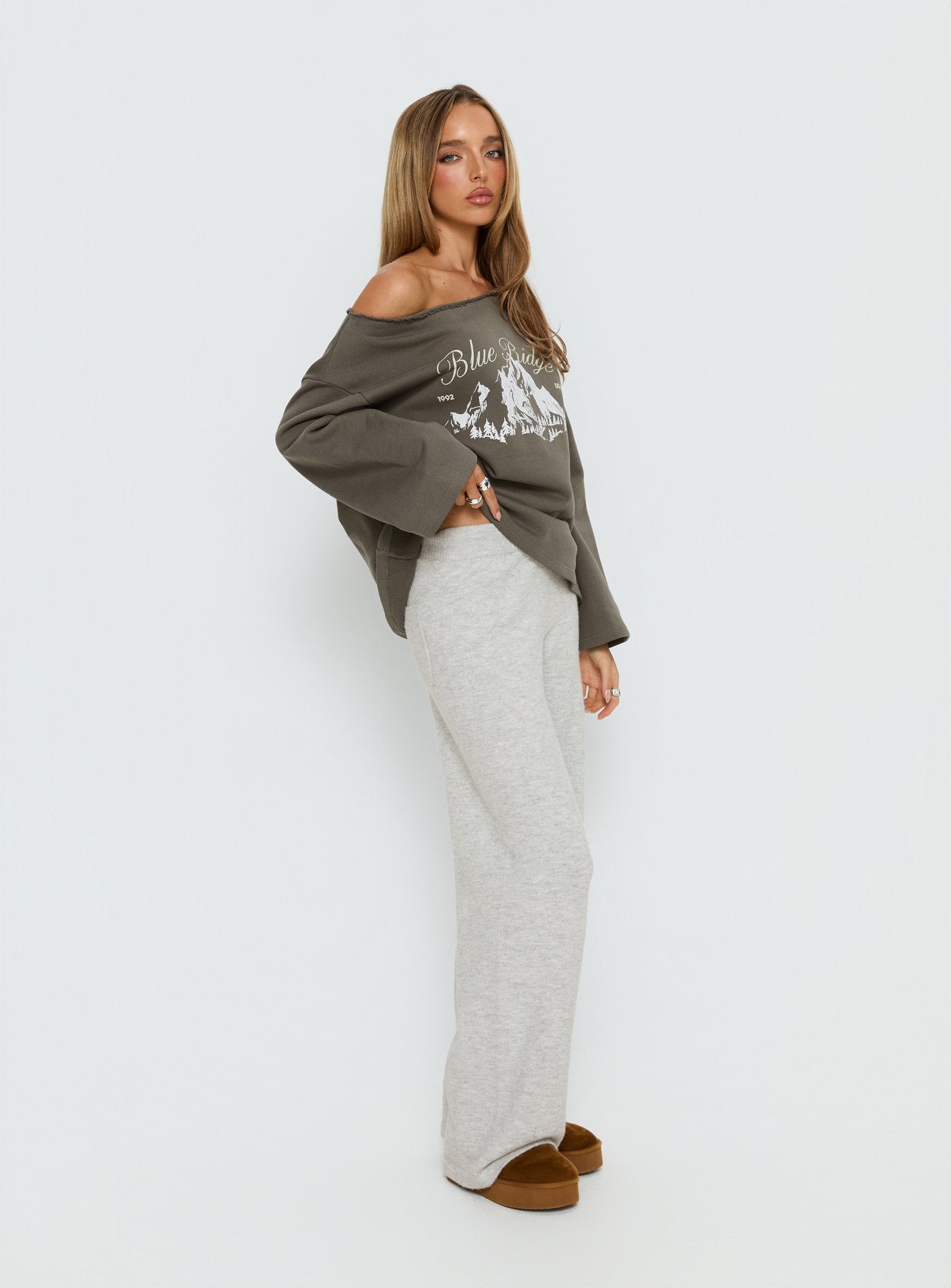 Bekki Wide Leg Knit Pant Grey Marle - Image 4