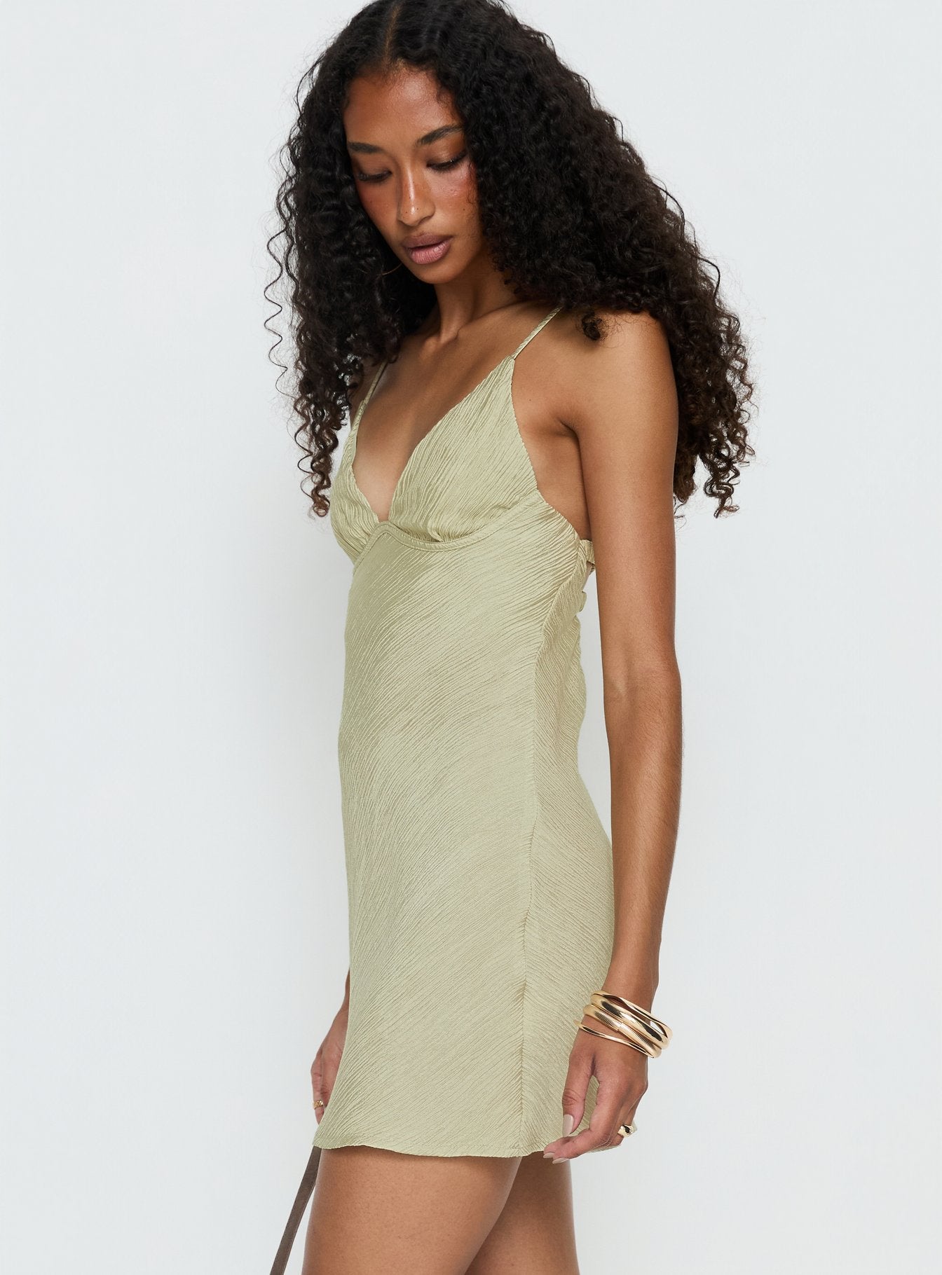 Makaia Balconette Mini Dress Sage - Image 4