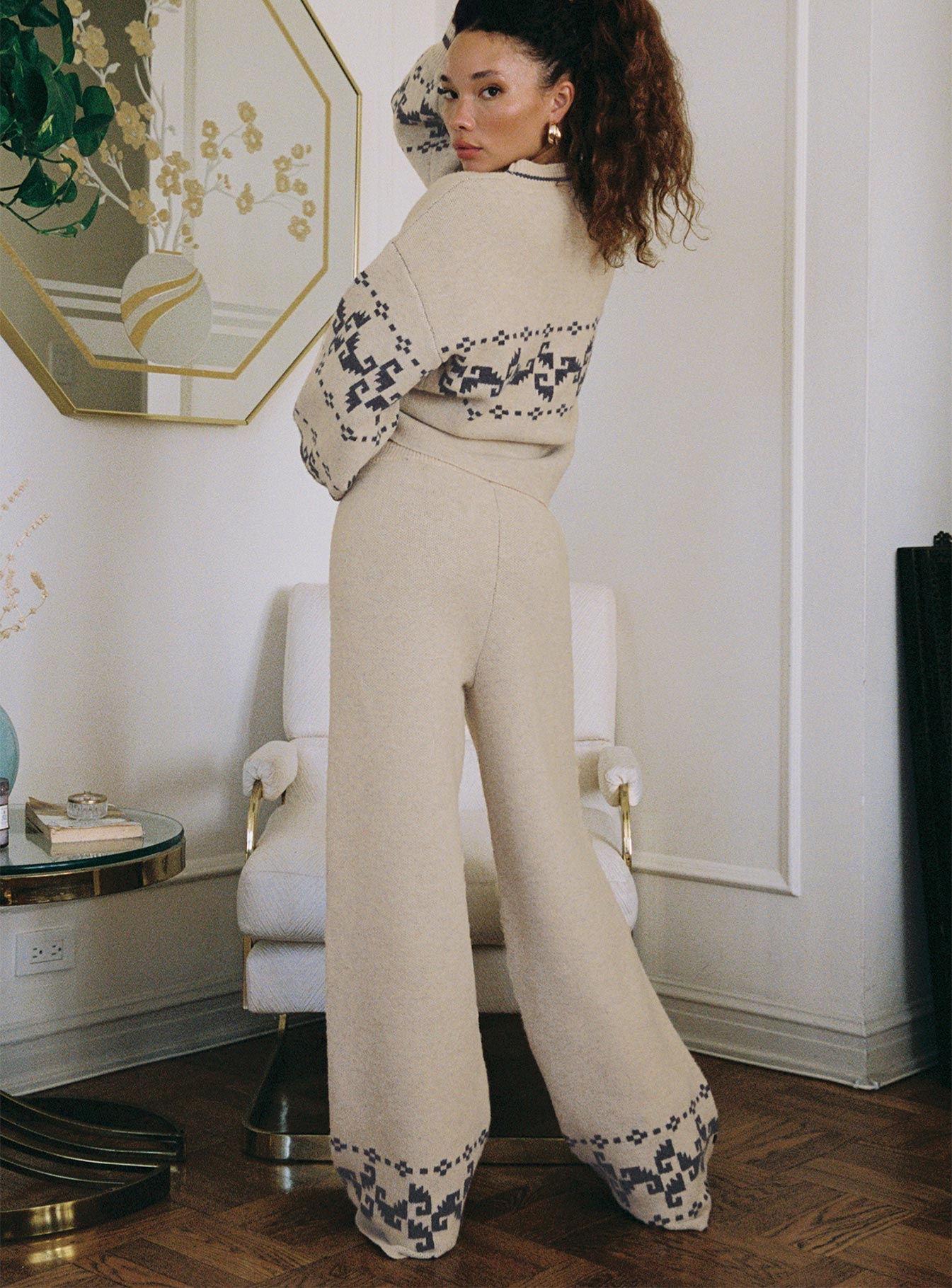 Alpine Knit Pants Cream / Blue - Image 4