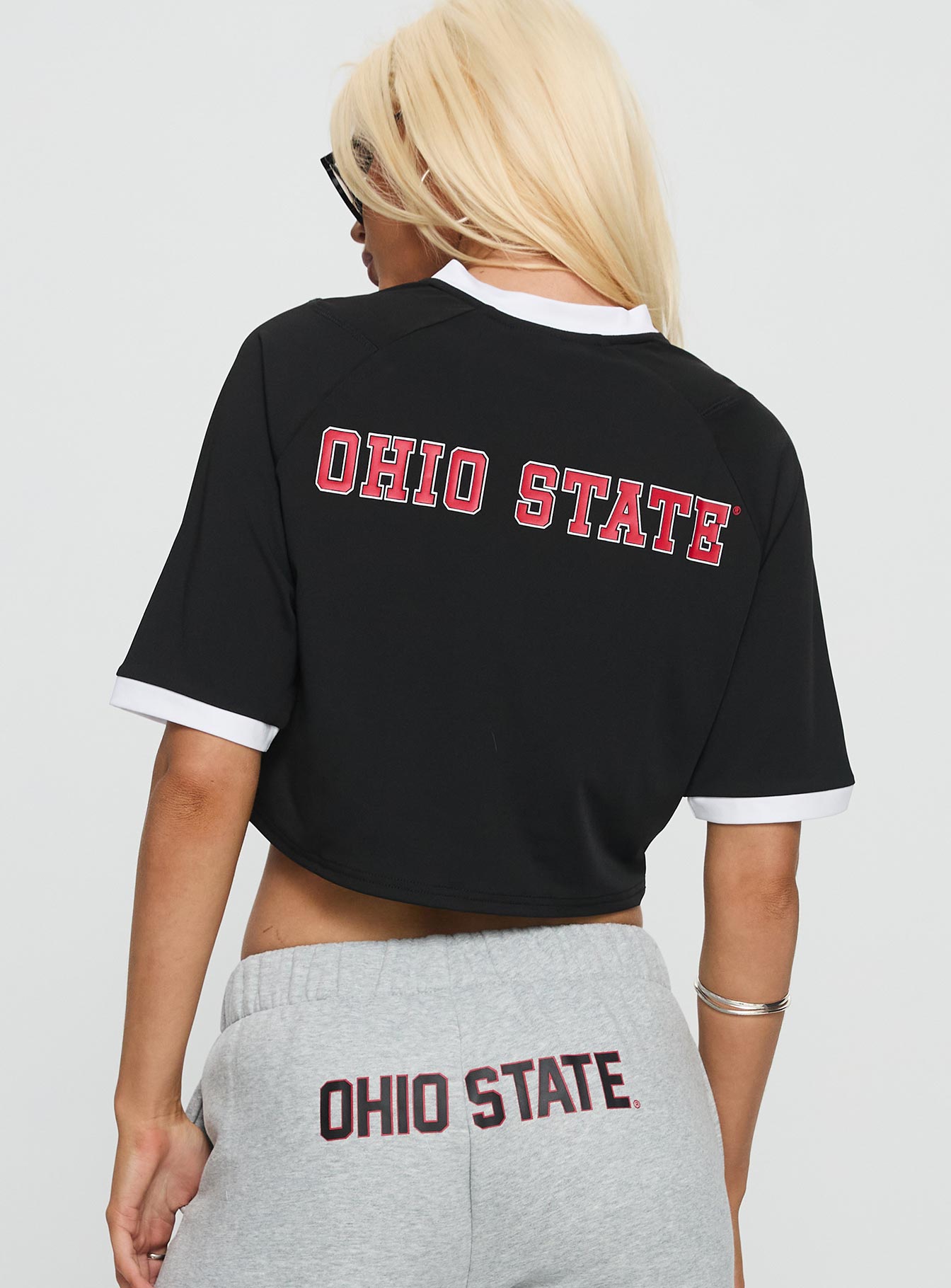 Ohio State Cropped Soccer Jersey Tee Black - Image 4