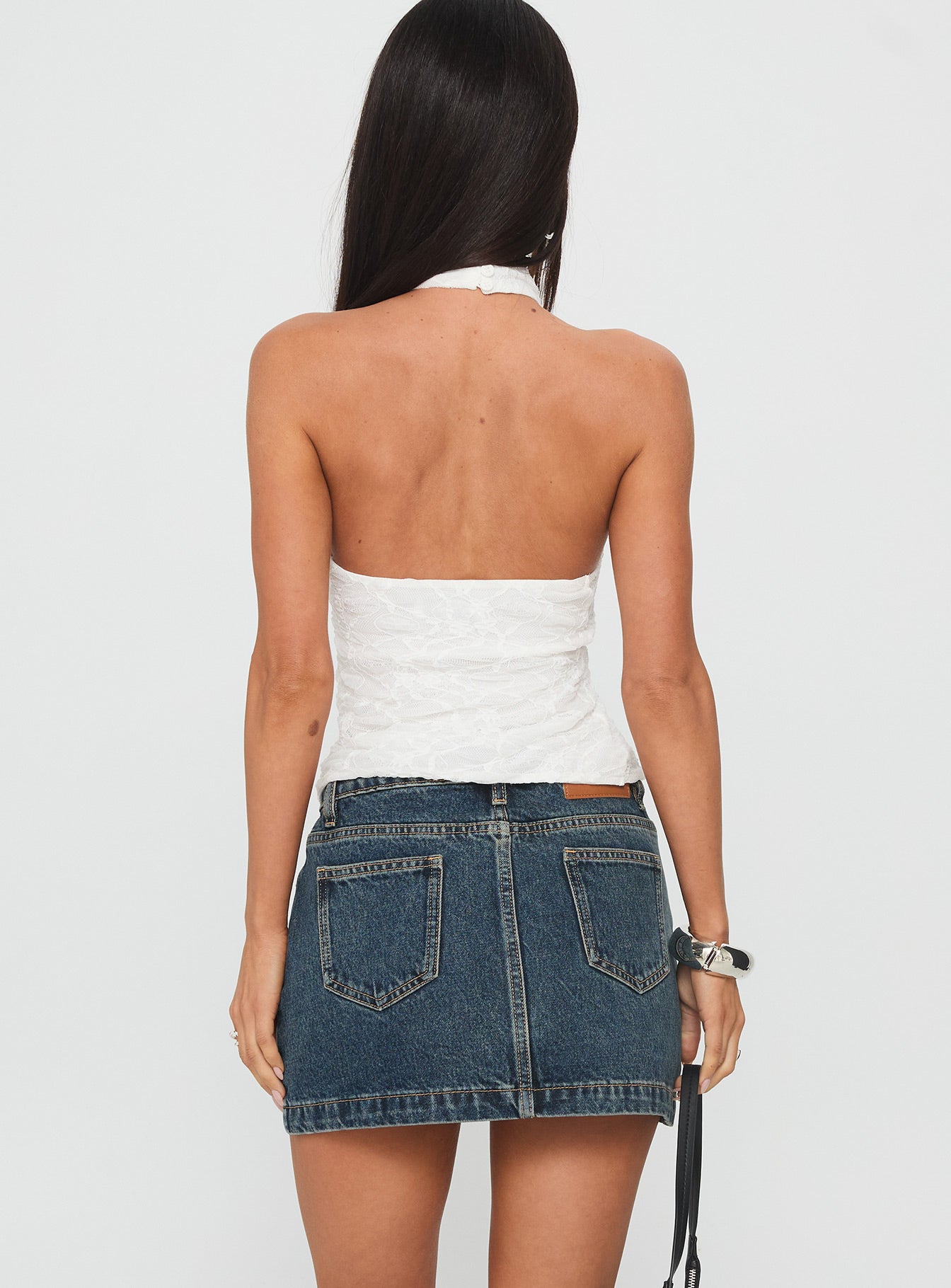 Nickei Denim Mini Skirt Washed Blue Petite - Image 5