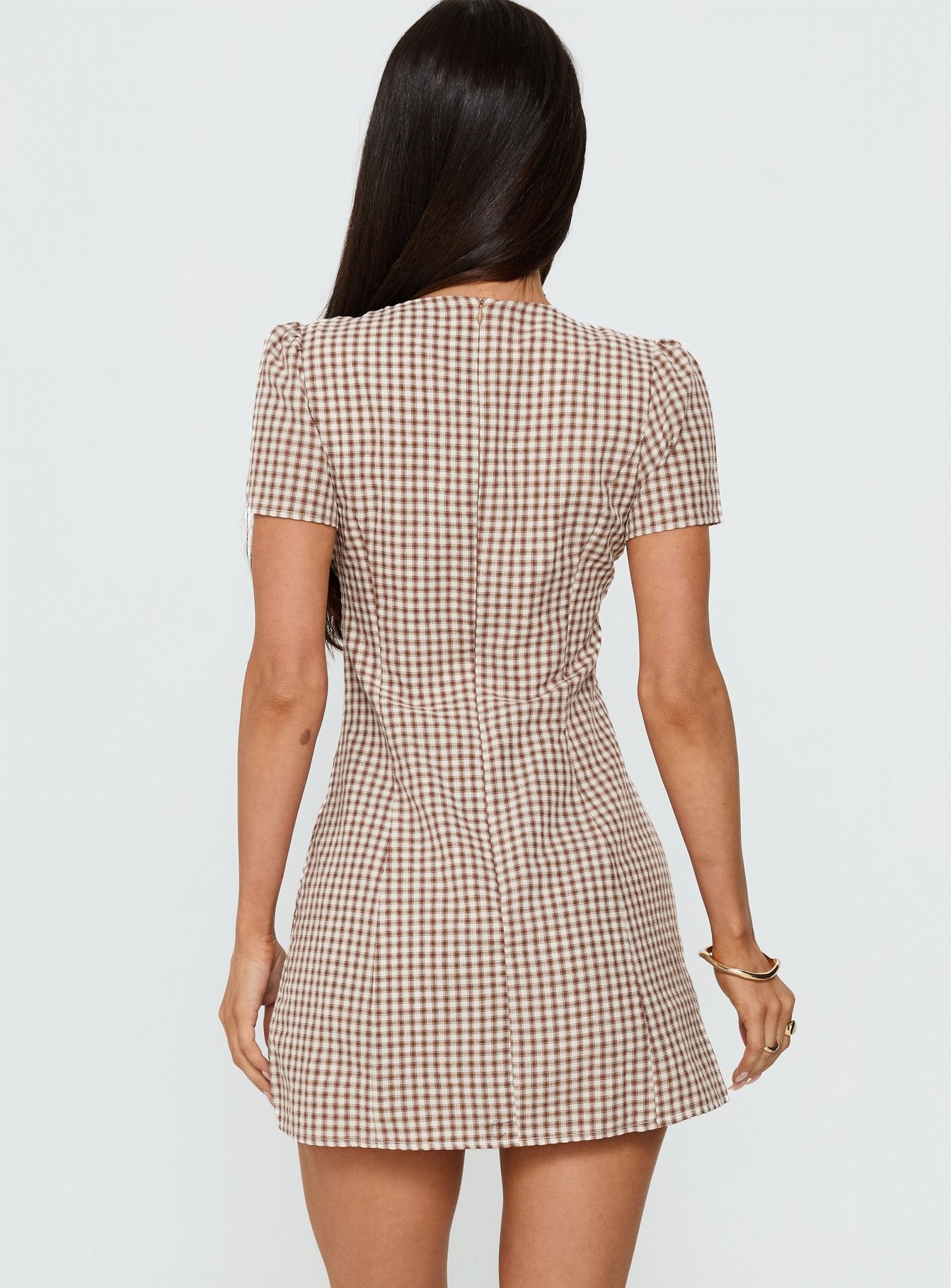 Loveliness Playsuit Brown Check Petite - Image 5